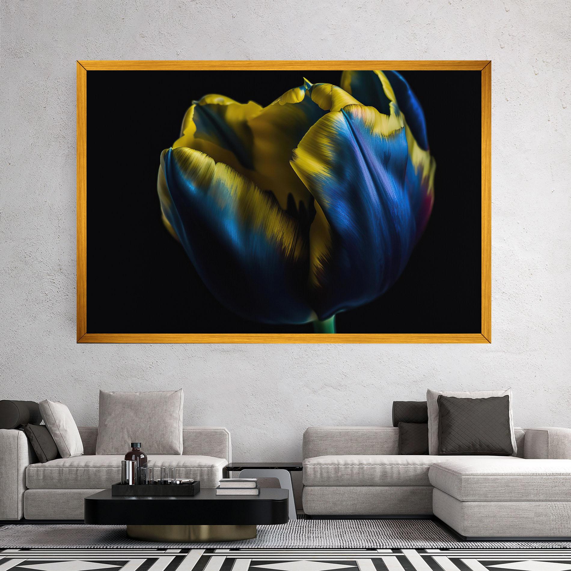Leinwandbild Yellow Blue Tulip mockup 2