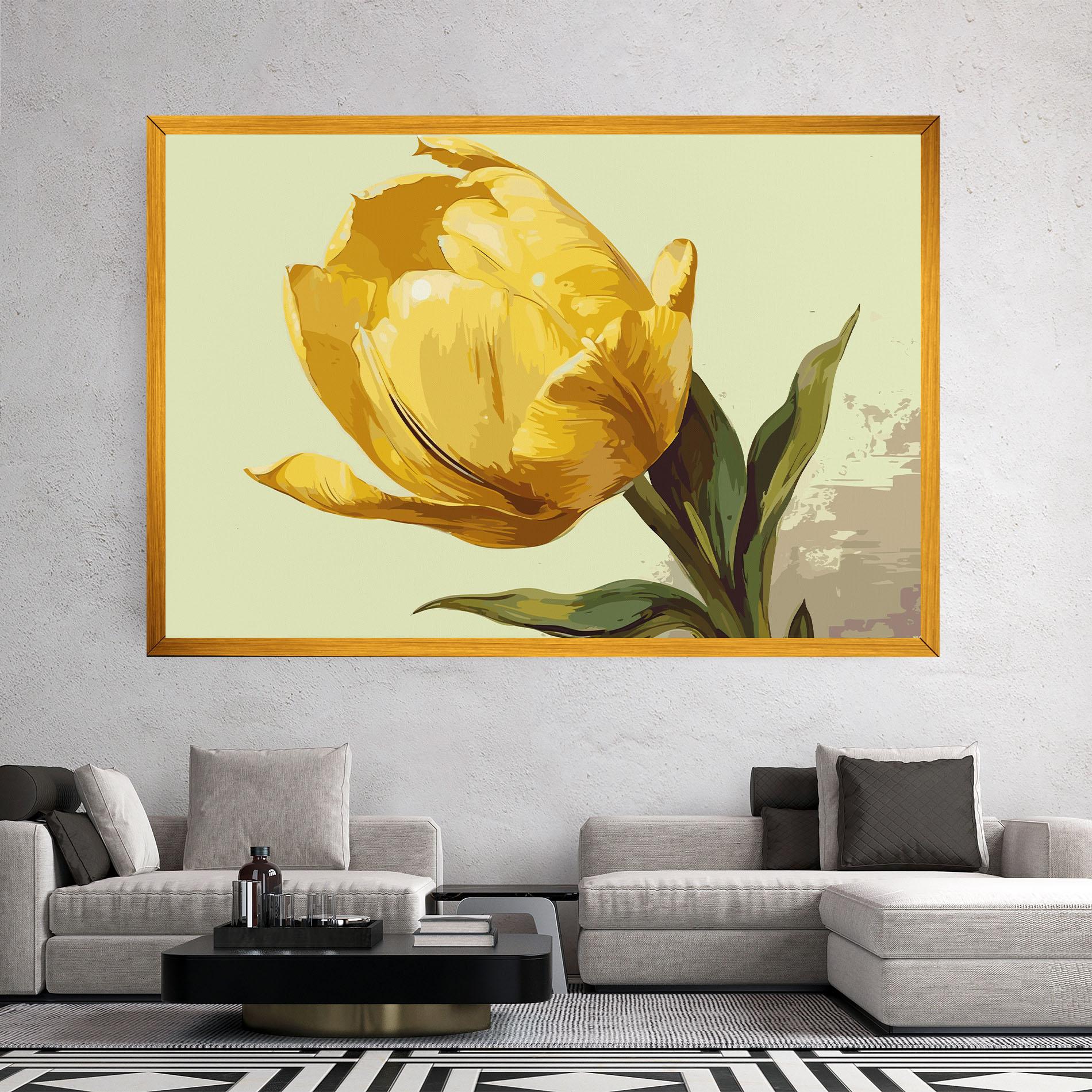 Leinwandbild Yellow Shiny Tulip mockup 2