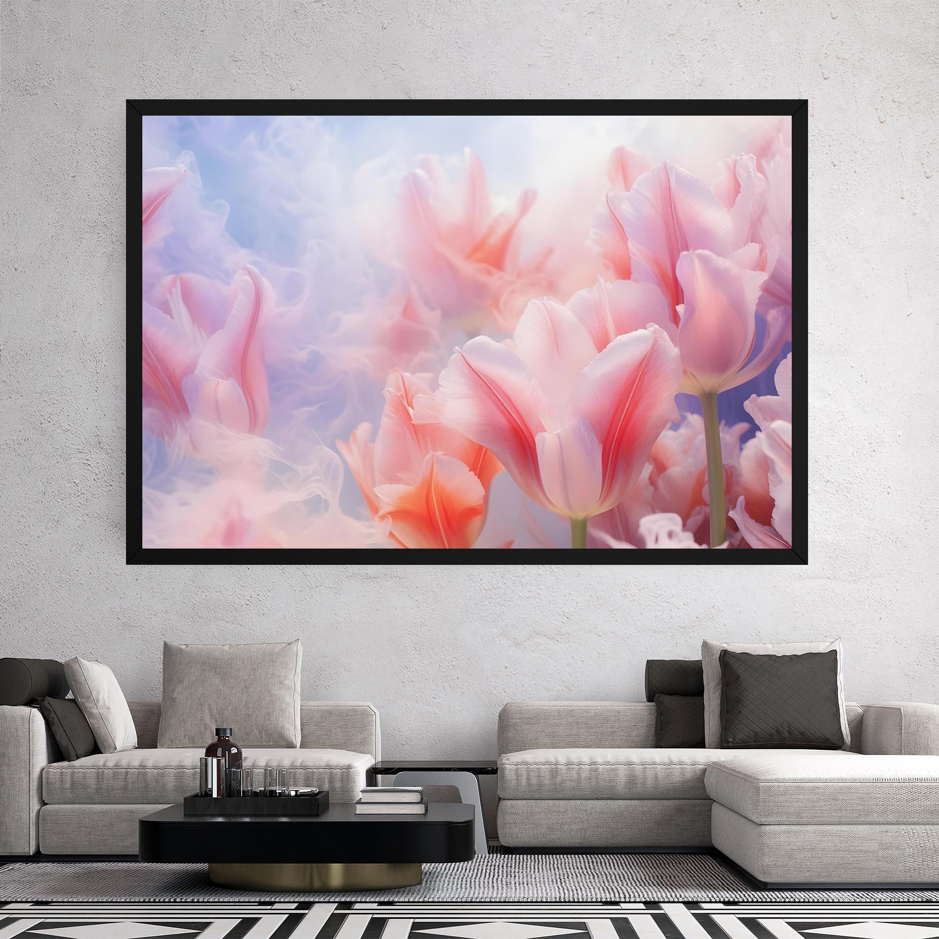 Leinwandbild Dreamy Pink Tulips mockup 2