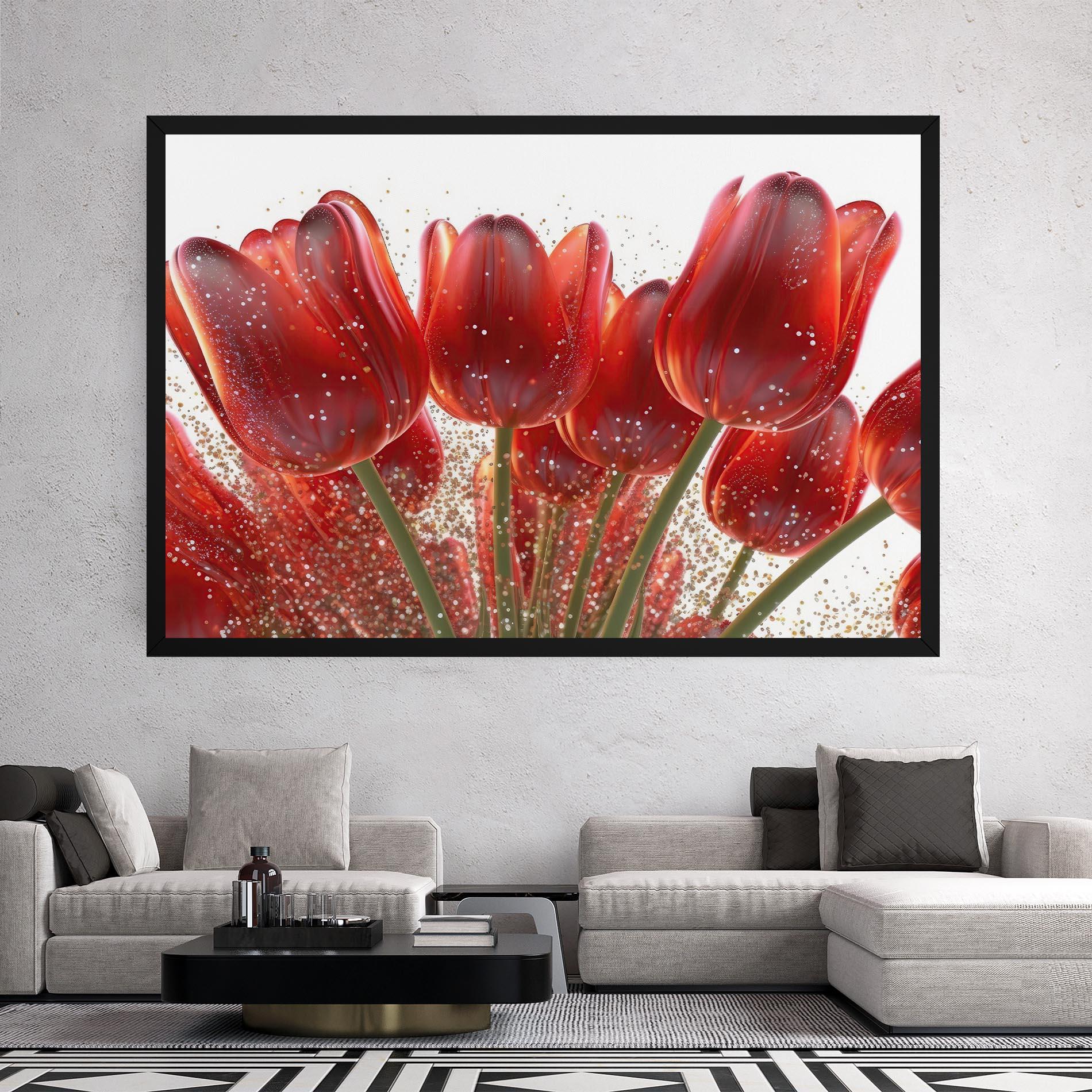 Leinwandbild Glitter Red Tulips mockup 2