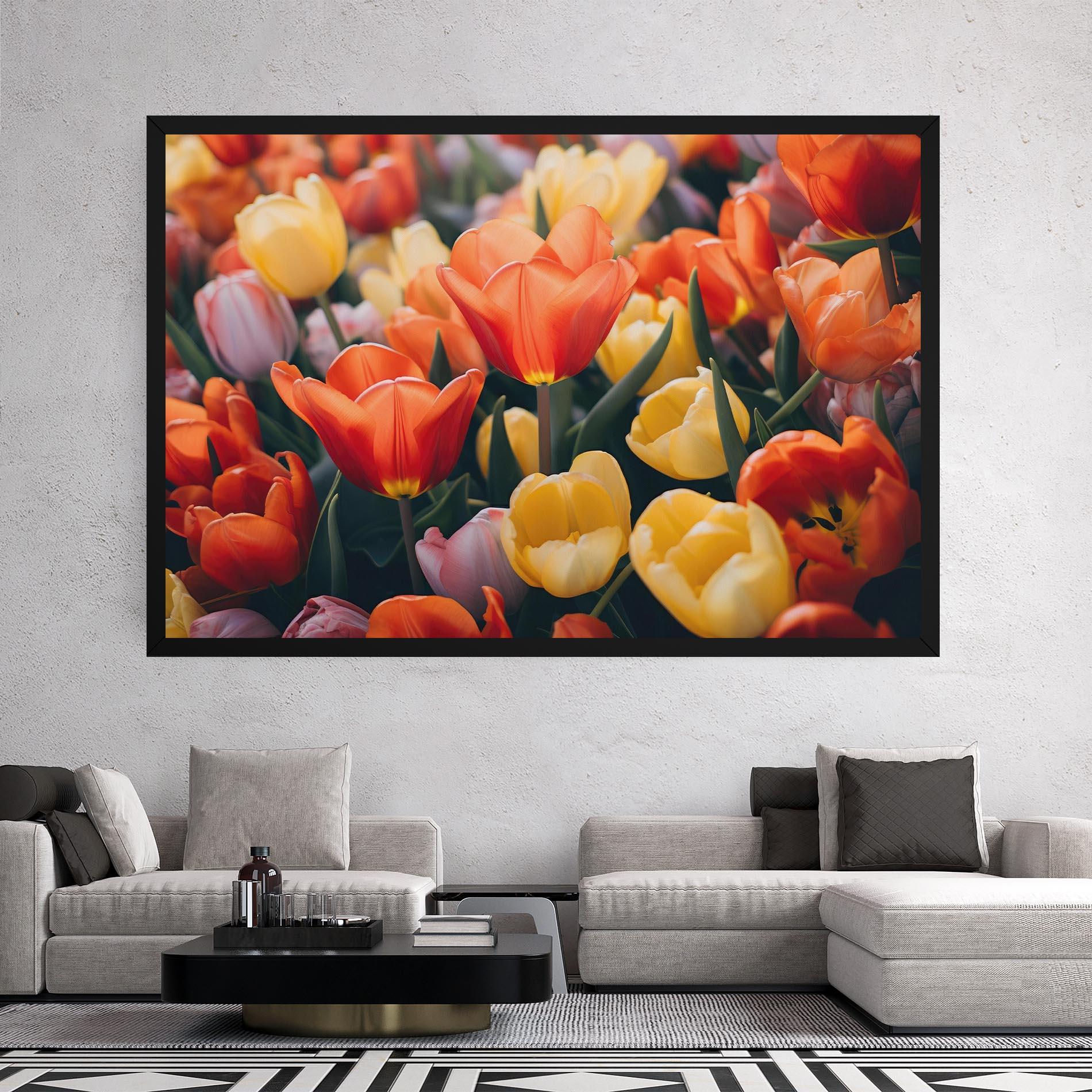 Leinwandbild Orange Yellow Tulips mockup 2