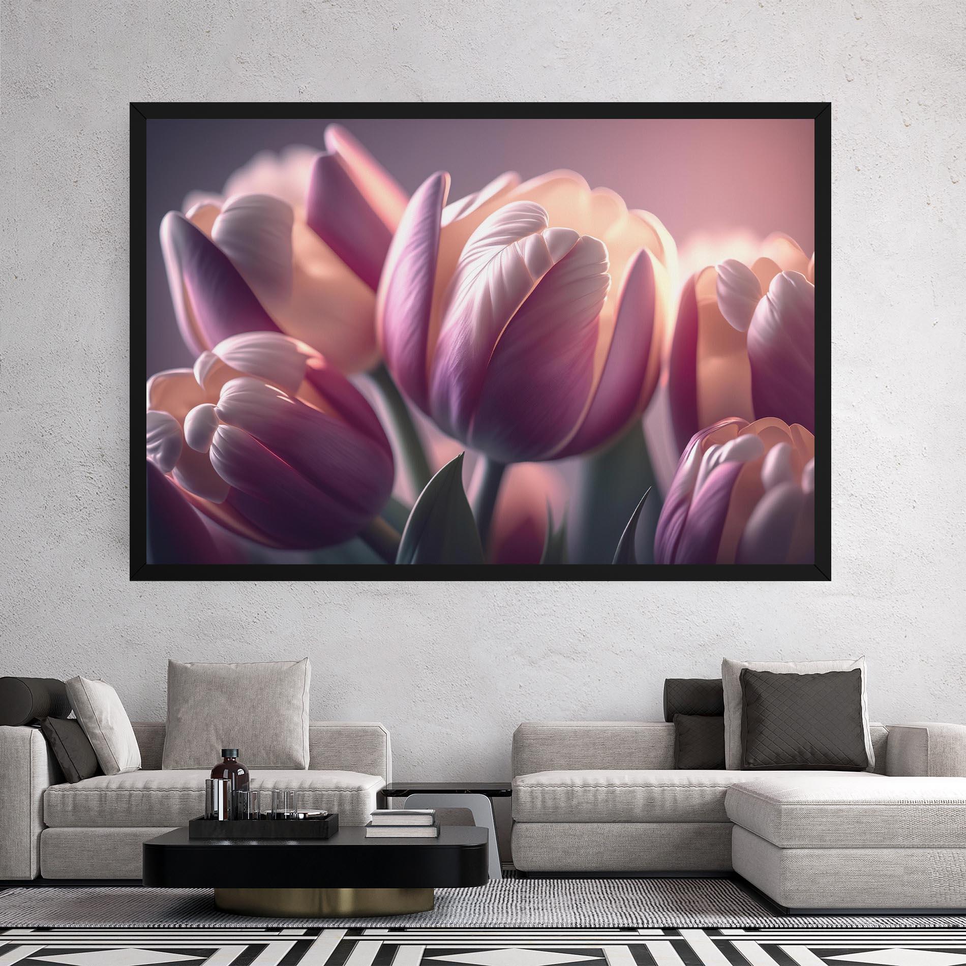 Leinwandbild Pastel Pink Tulips mockup 2