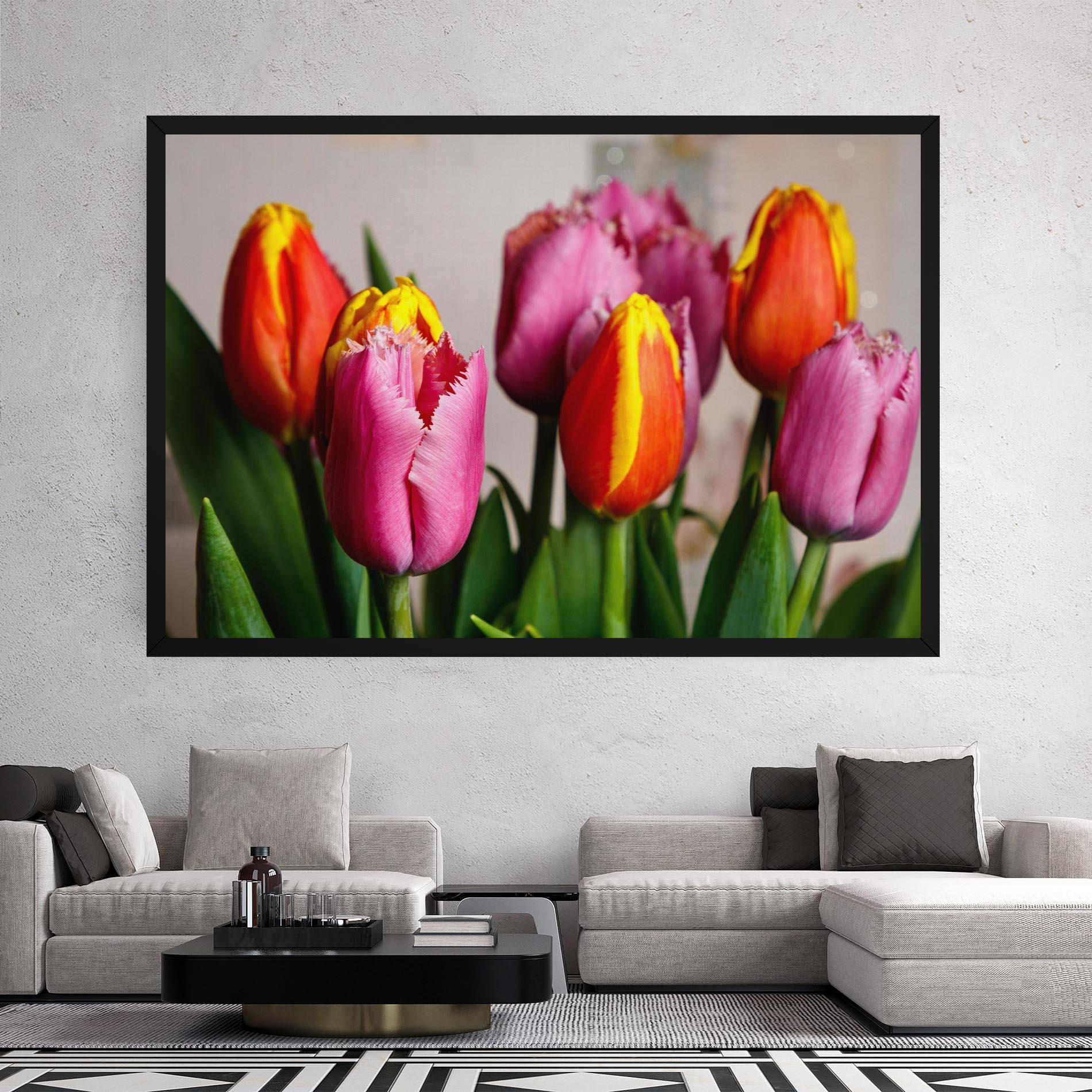Leinwandbild Pink Orange Tulips mockup 2