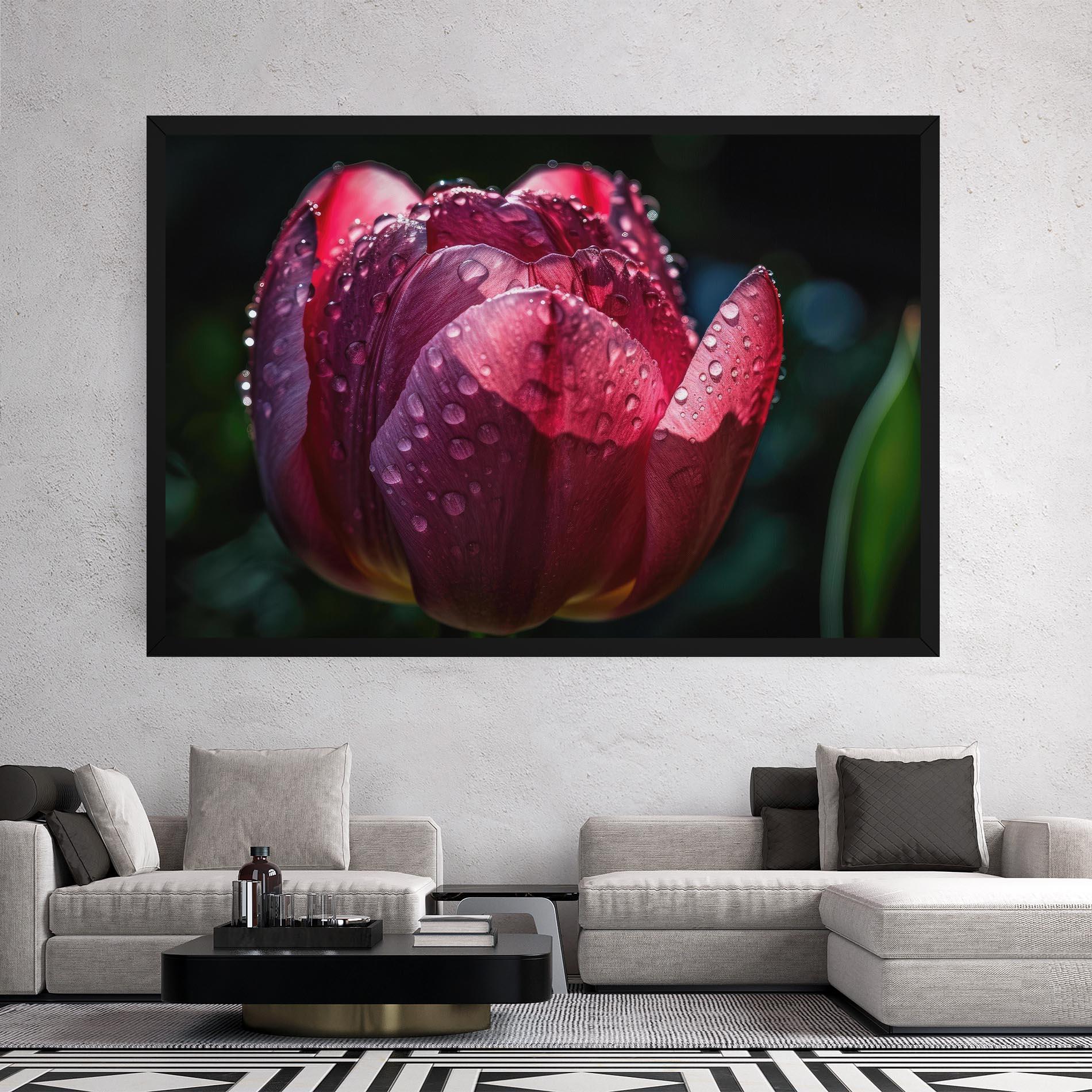 Leinwandbild Pink Tulip After Rain mockup 2