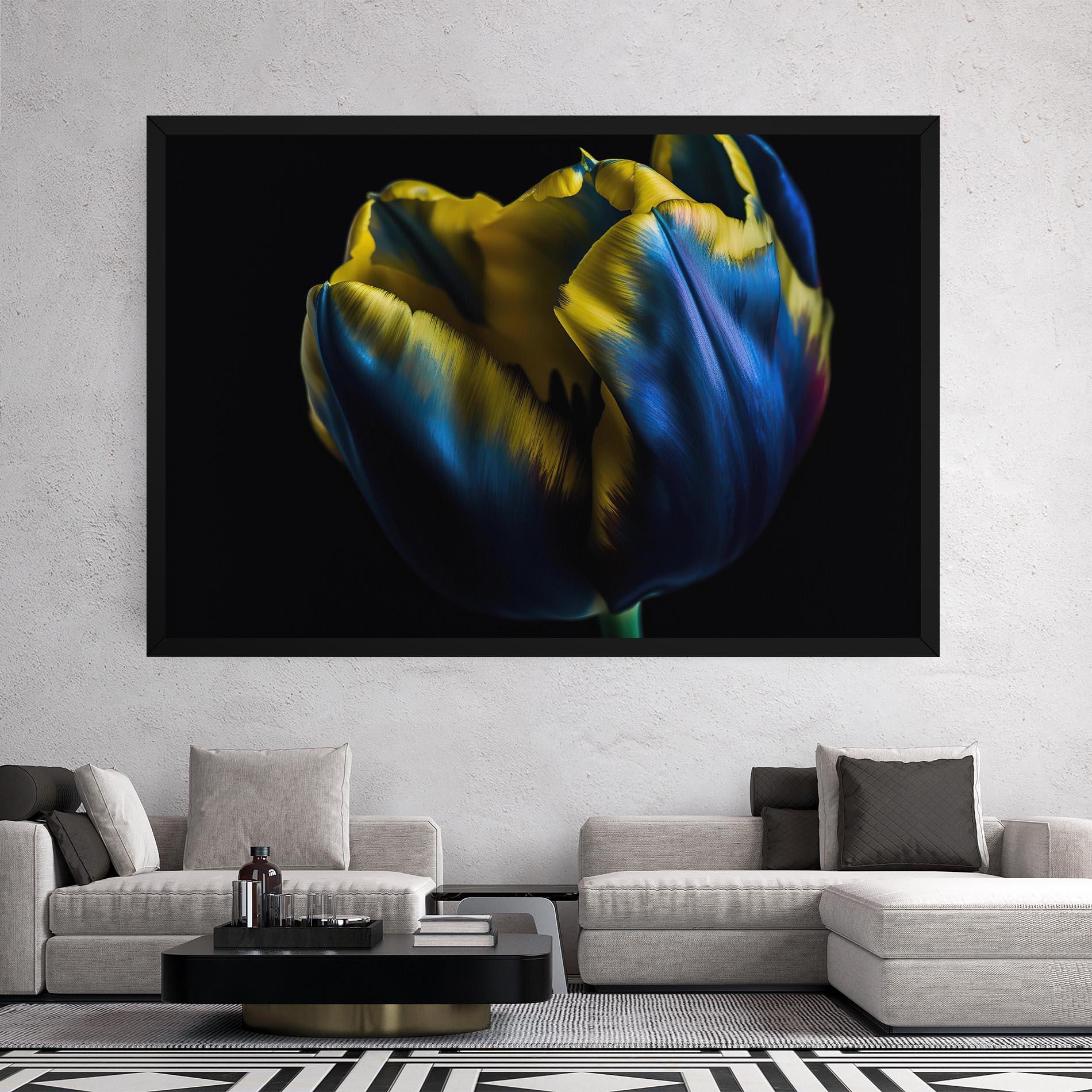 Leinwandbild Yellow Blue Tulip mockup 2