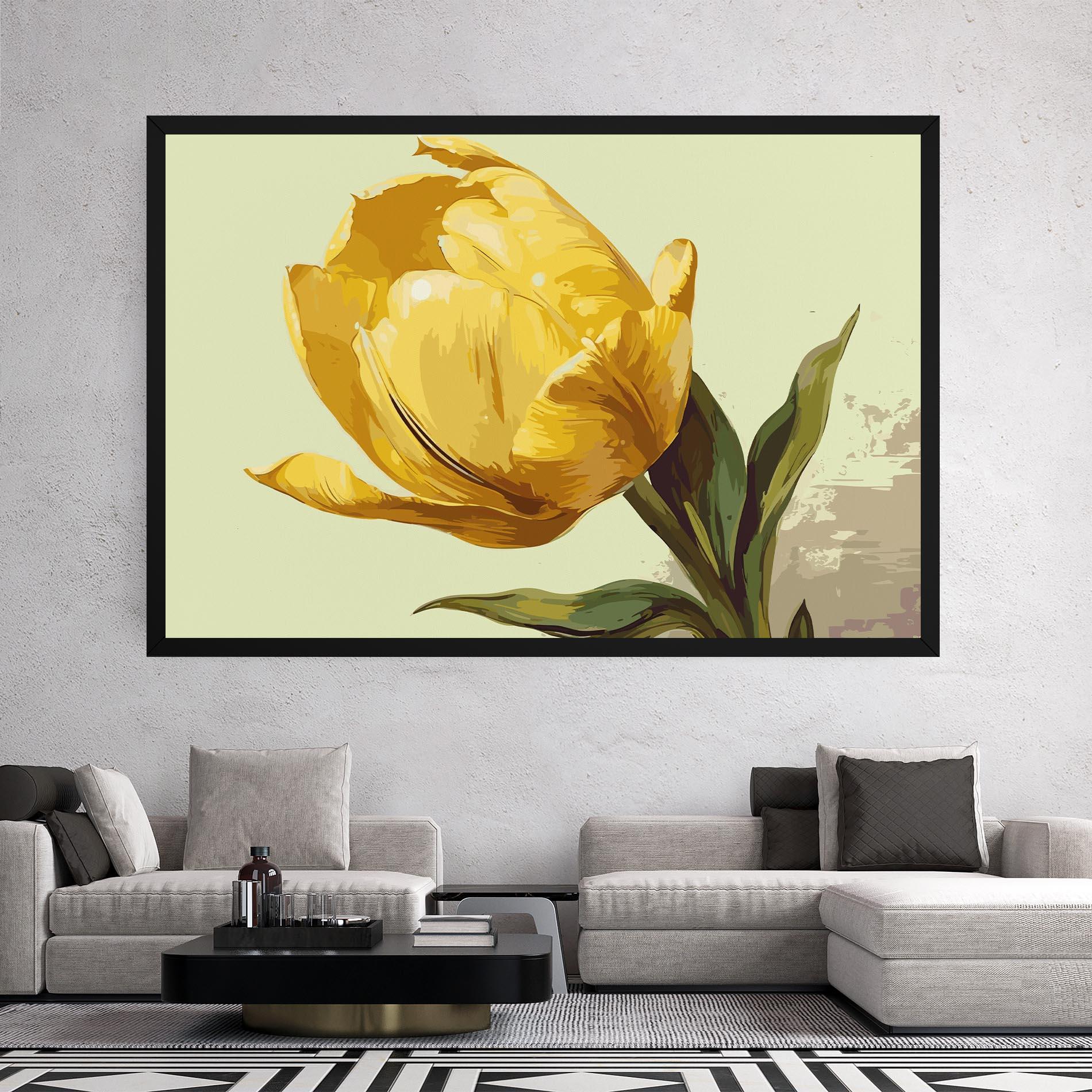 Leinwandbild Yellow Shiny Tulip mockup 2