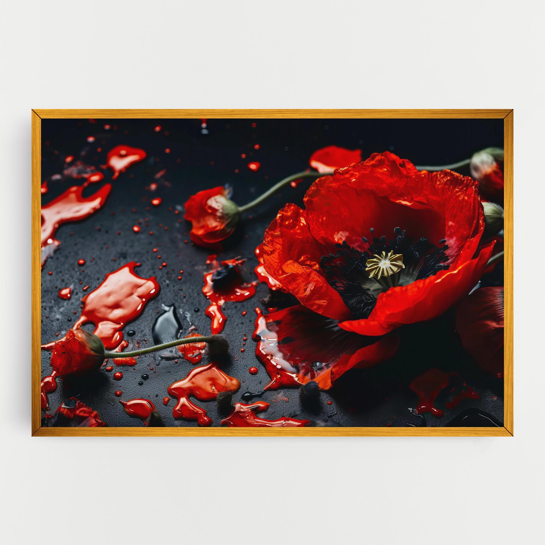 Leinwandbild Beautiful Red Poppy Liquid mockup 0