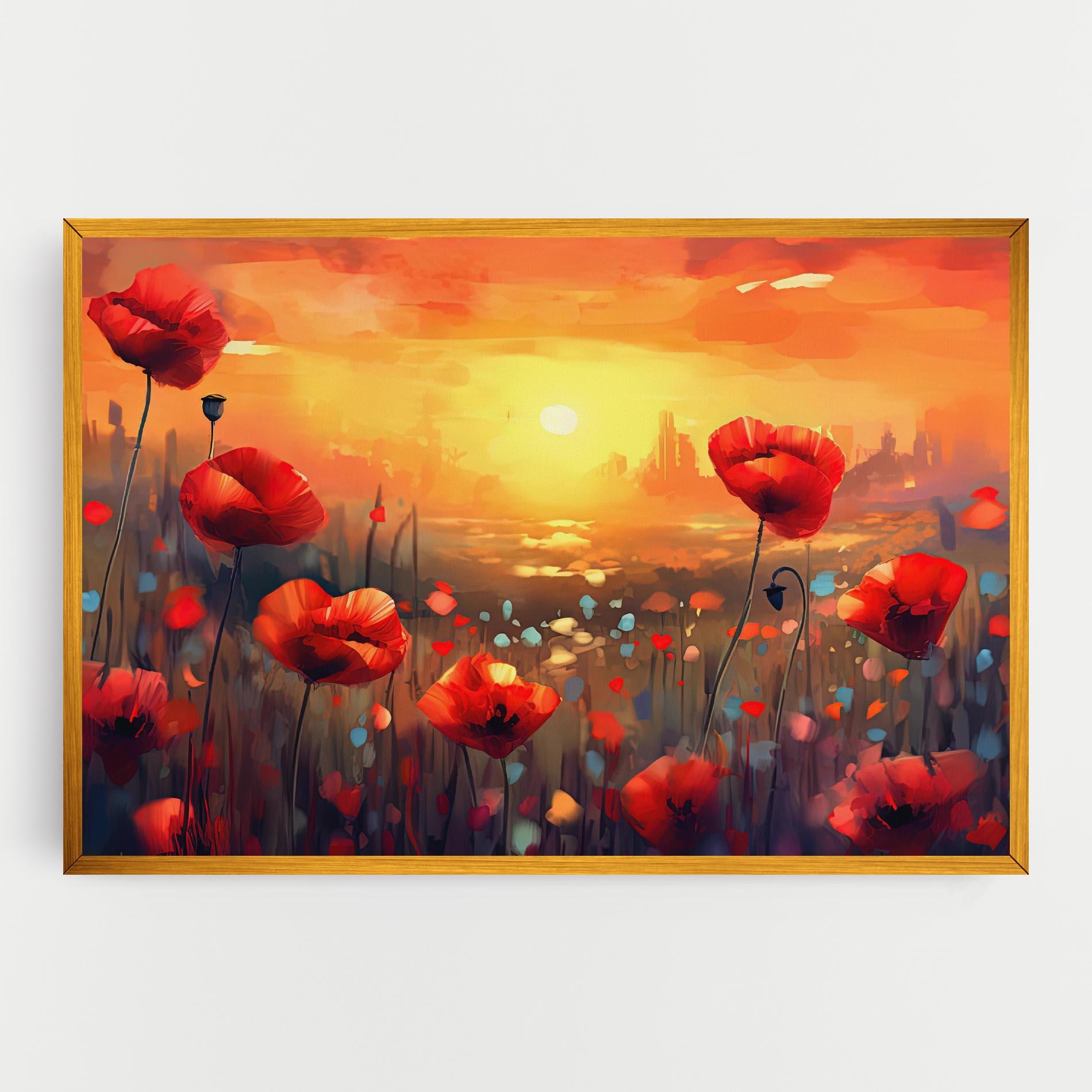 Leinwandbild Sunrise Painting Poppies mockup 0