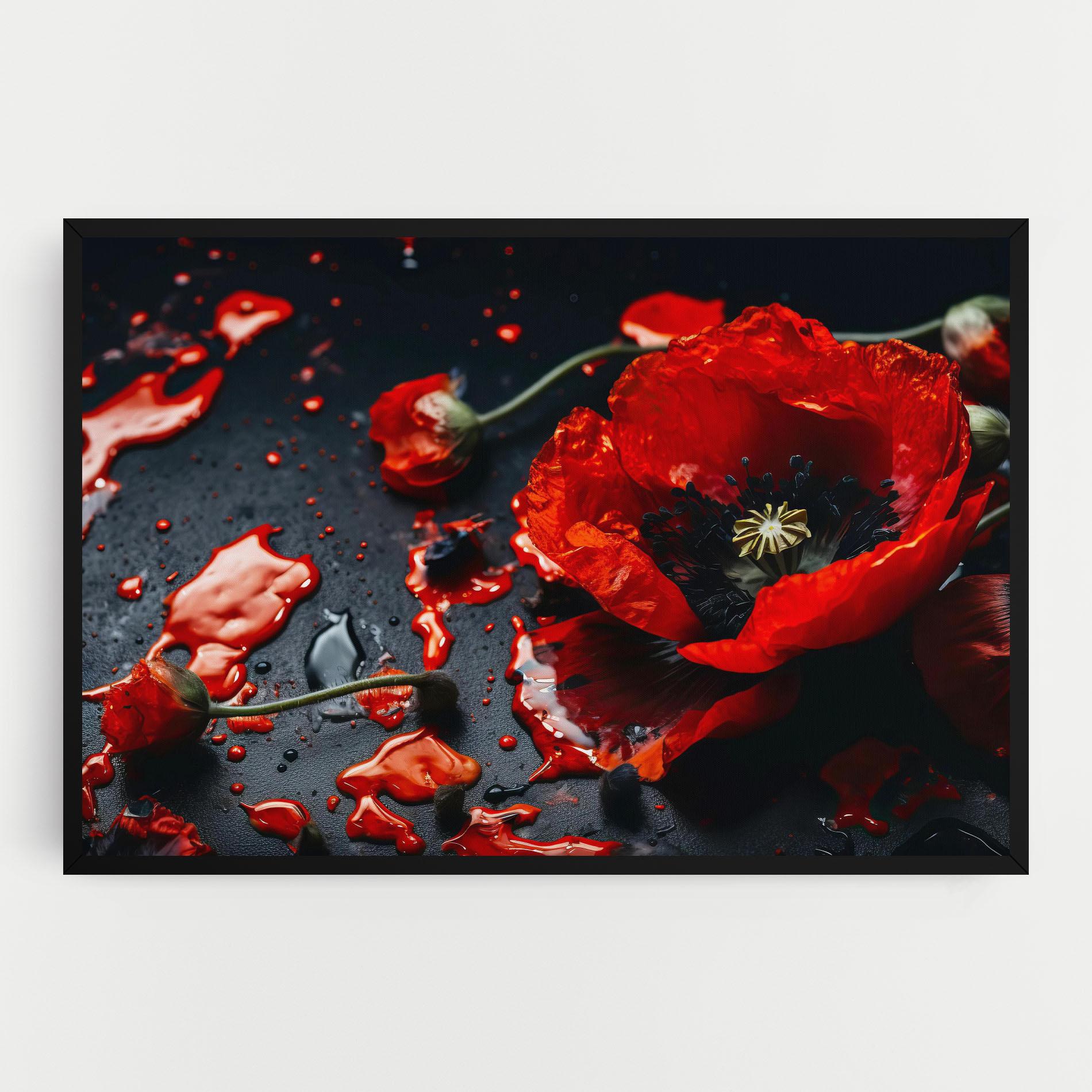 Leinwandbild Beautiful Red Poppy Liquid mockup 0