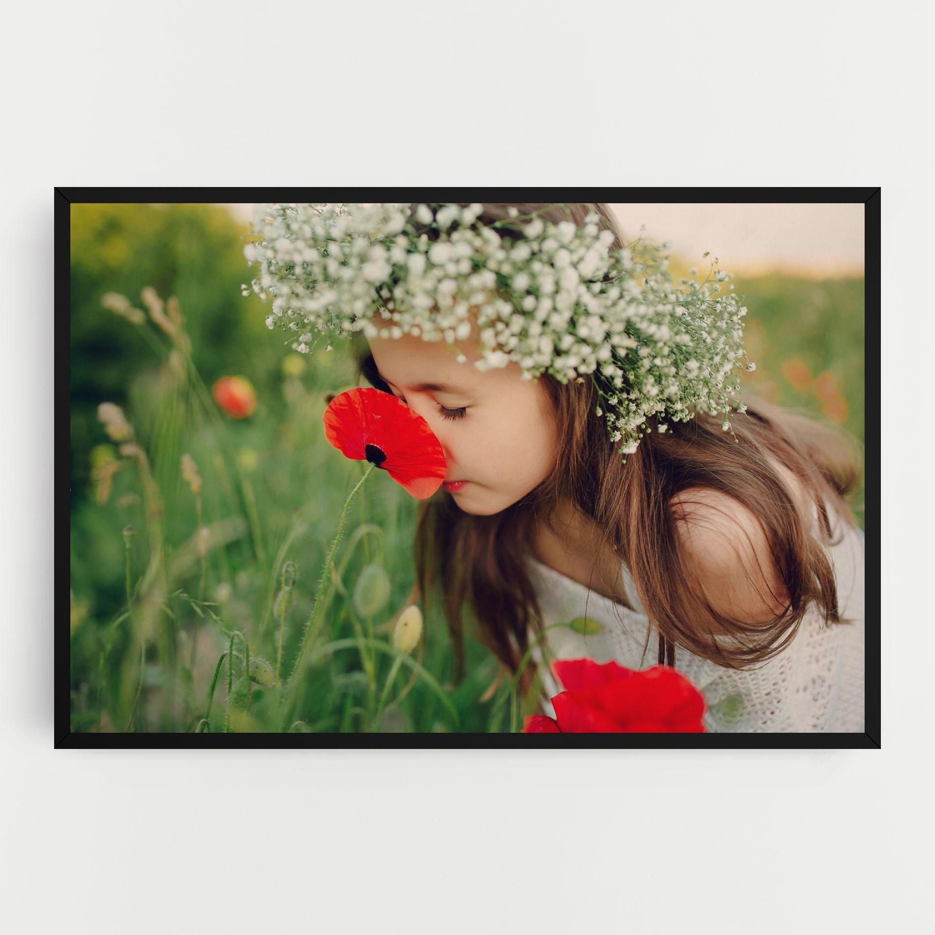 Leinwandbild Girl With Poppies mockup 0