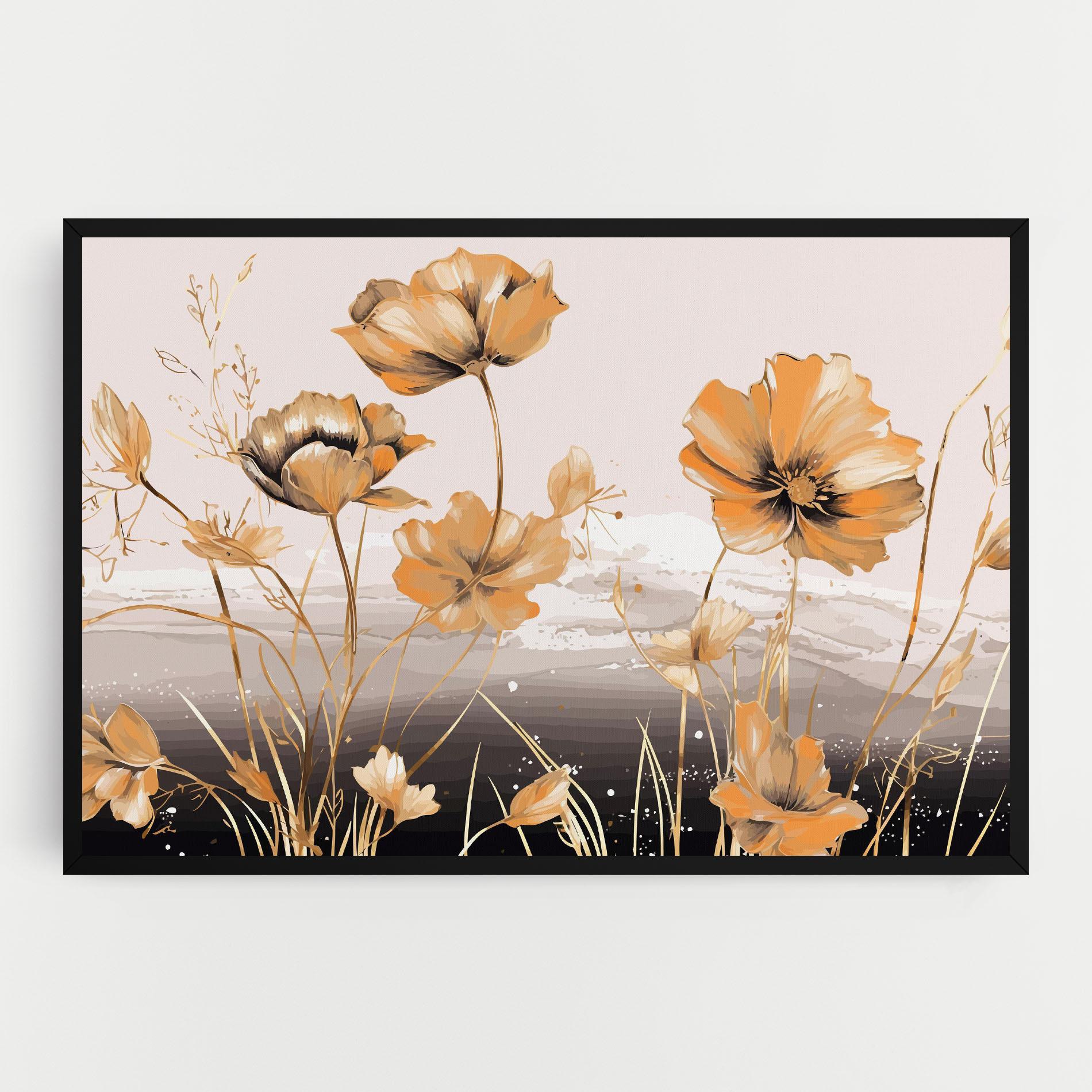 Leinwandbild Gold Black Poppy mockup 0