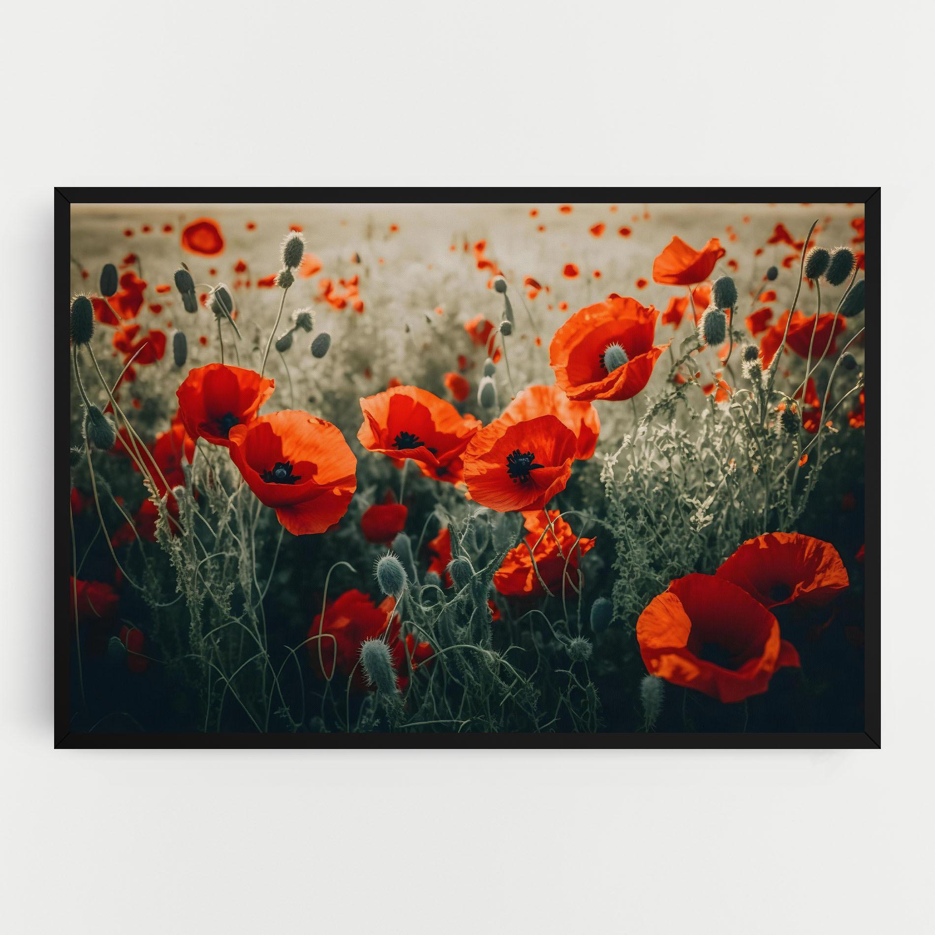 Leinwandbild Poppy Grass Field mockup 0