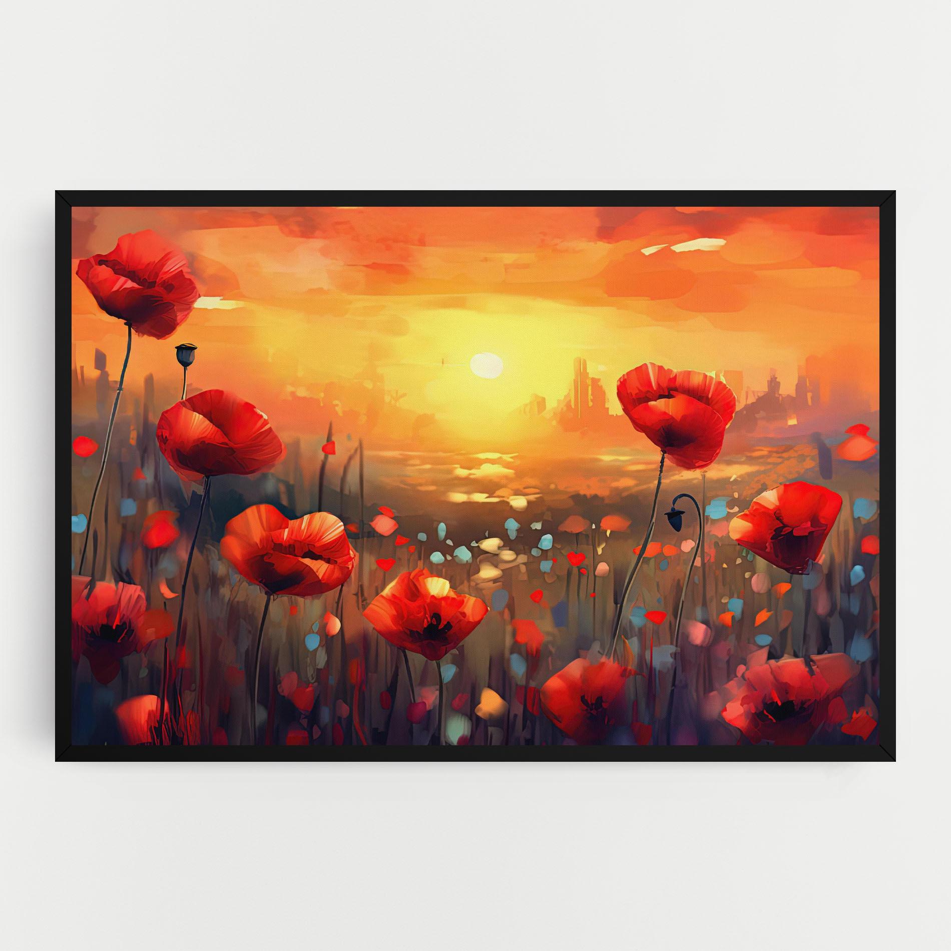 Leinwandbild Sunrise Painting Poppies mockup 0
