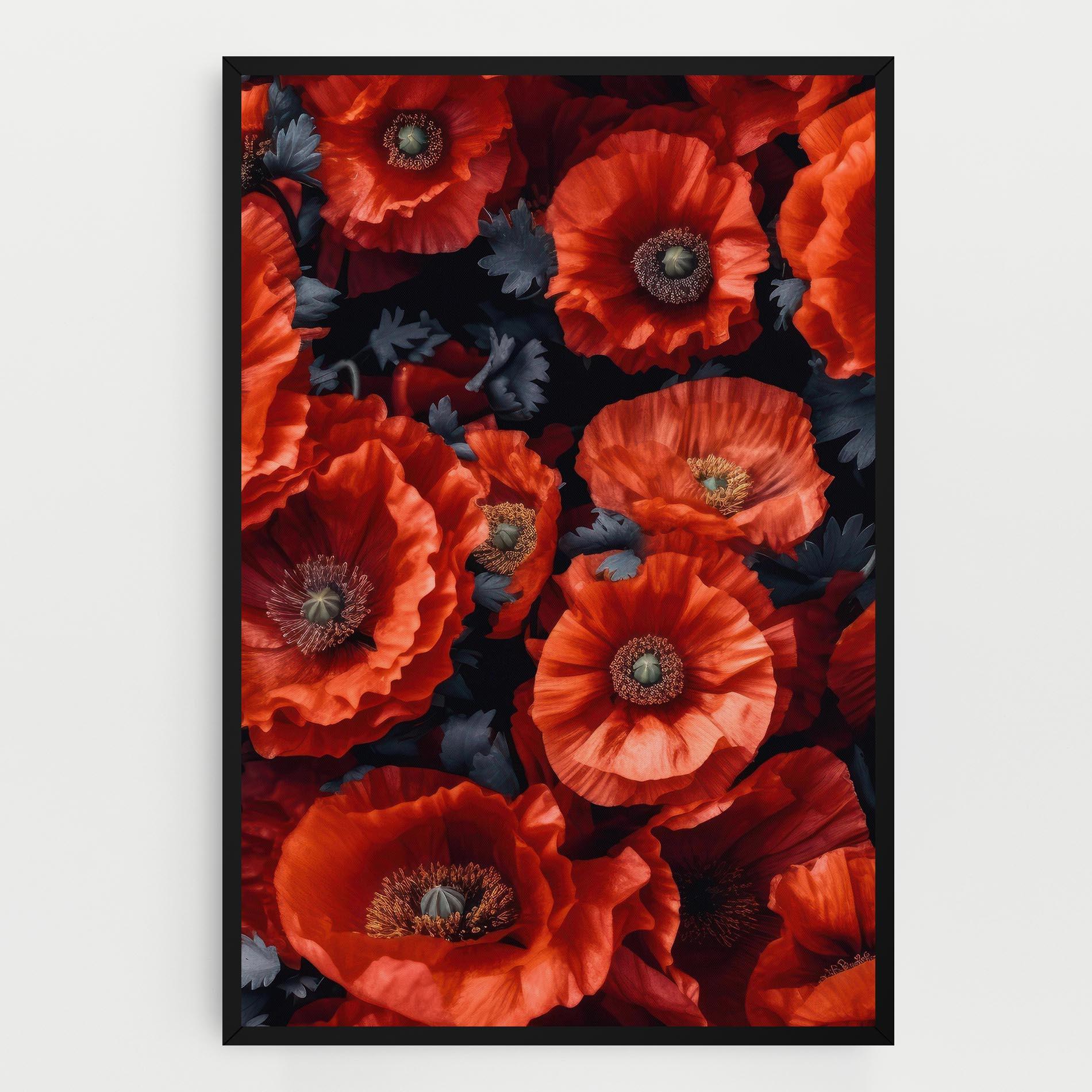 Leinwandbild Black Red Poppies mockup 0