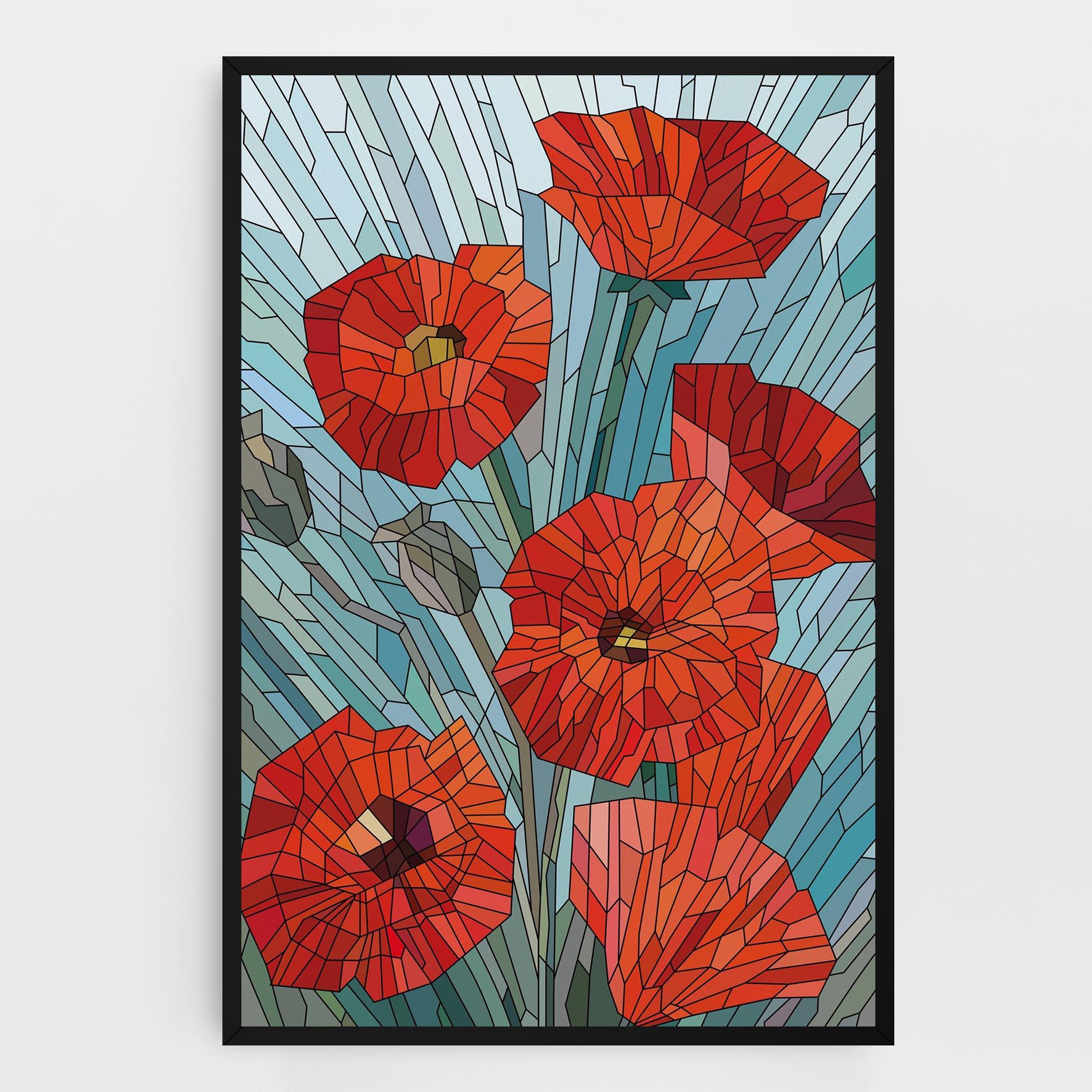 Leinwandbild Blue Glass Poppy mockup 0