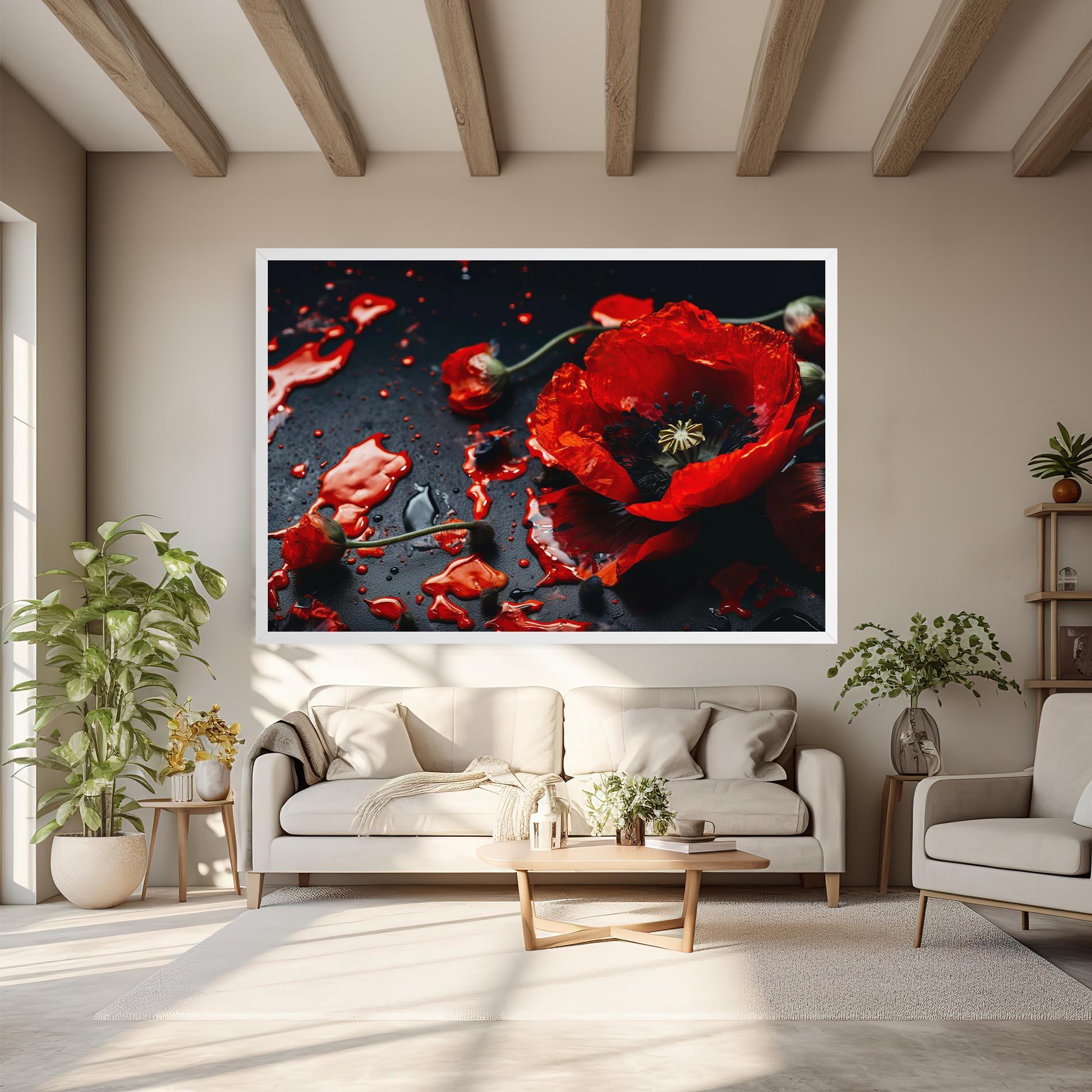 Leinwandbild Beautiful Red Poppy Liquid mockup 6