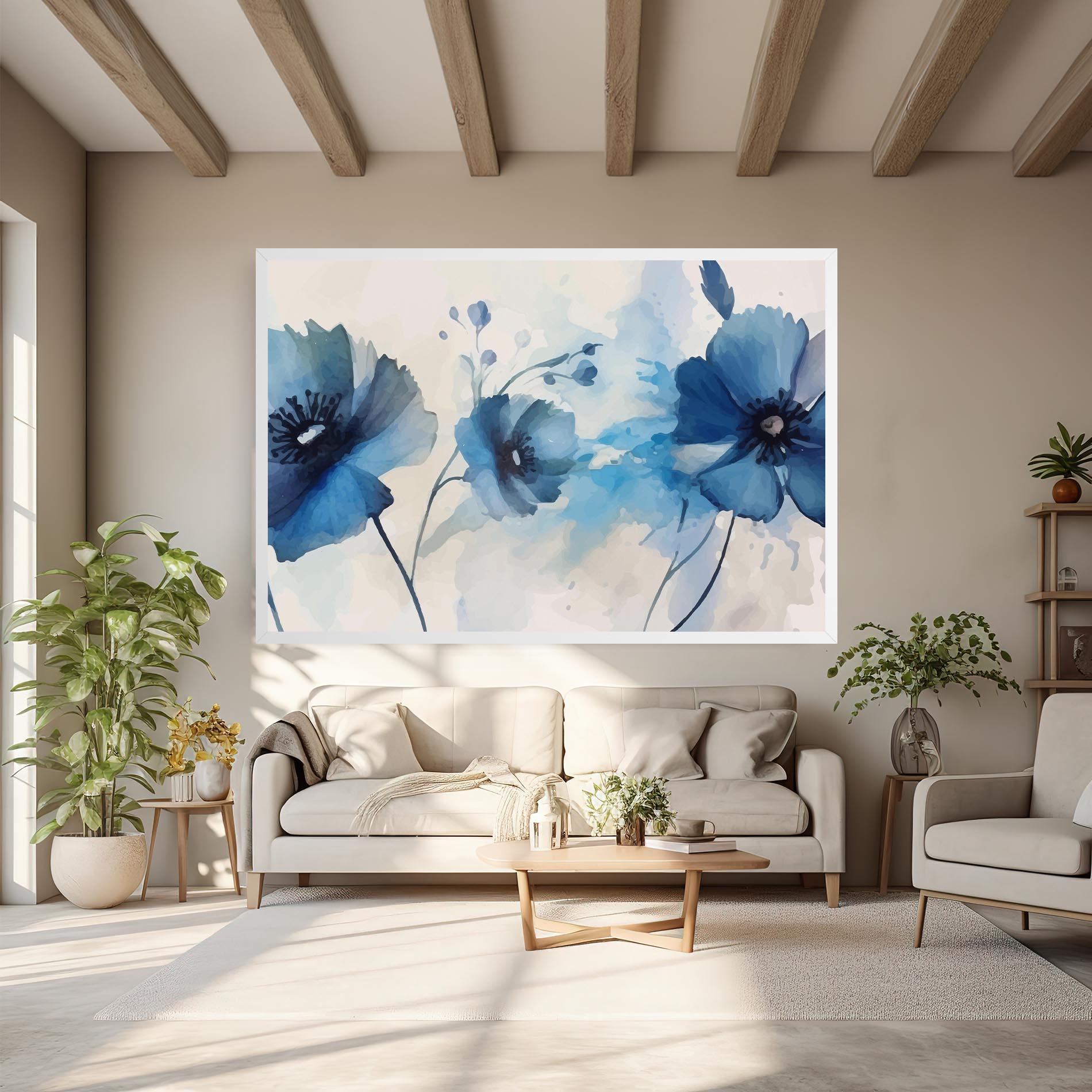 Leinwandbild Blue Poppies mockup 6