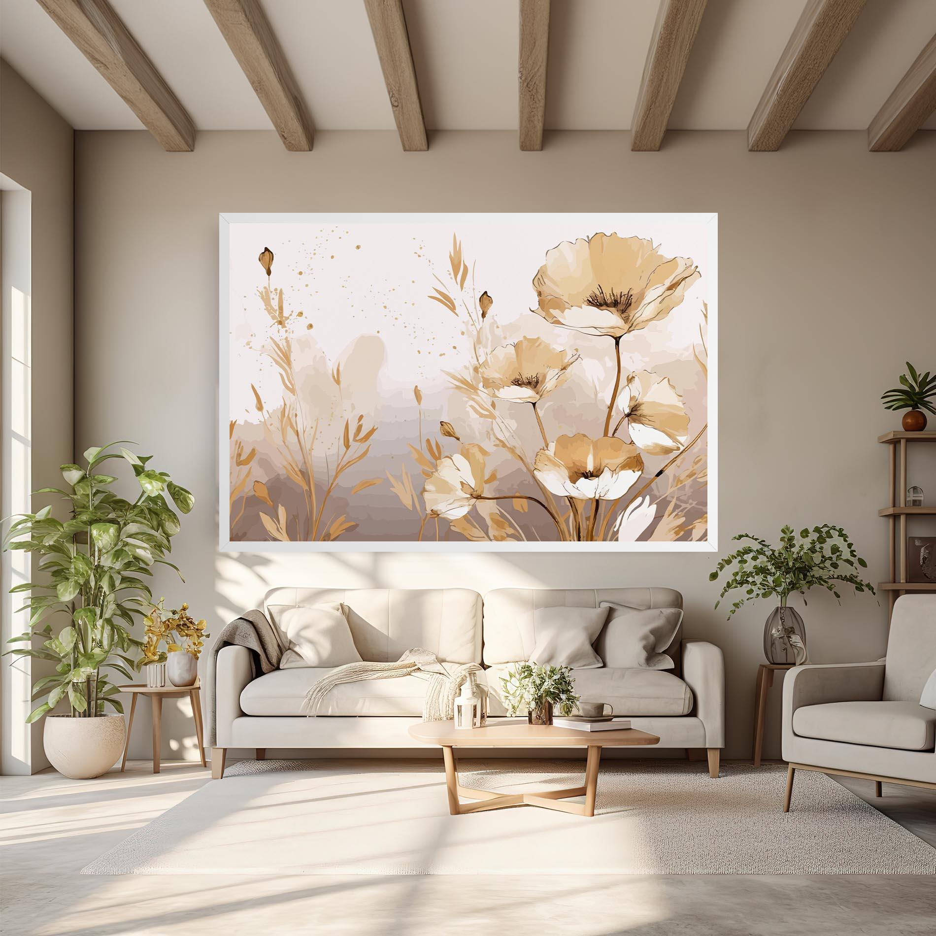 Leinwandbild Gold Cream Poppy mockup 6