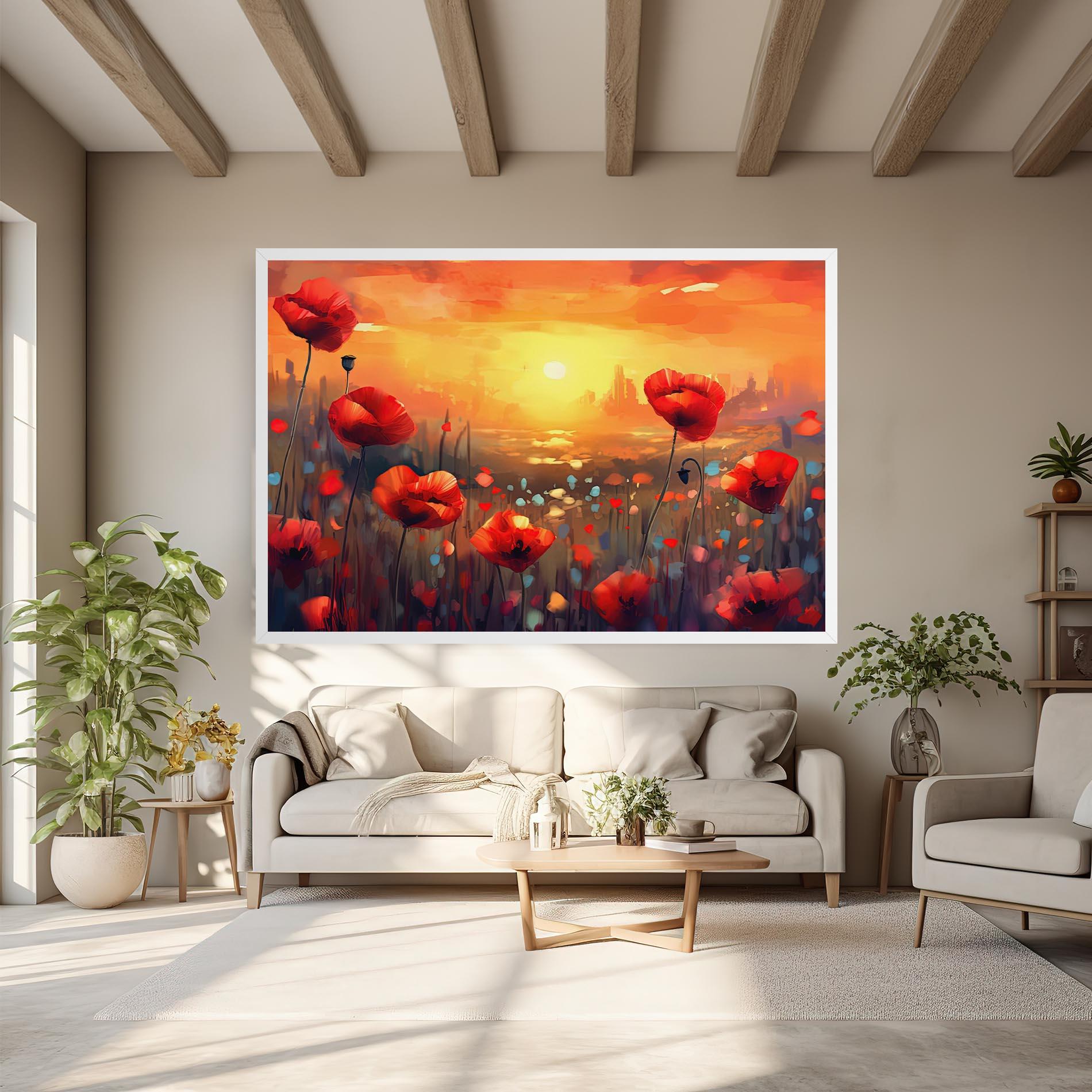 Leinwandbild Sunrise Painting Poppies mockup 6