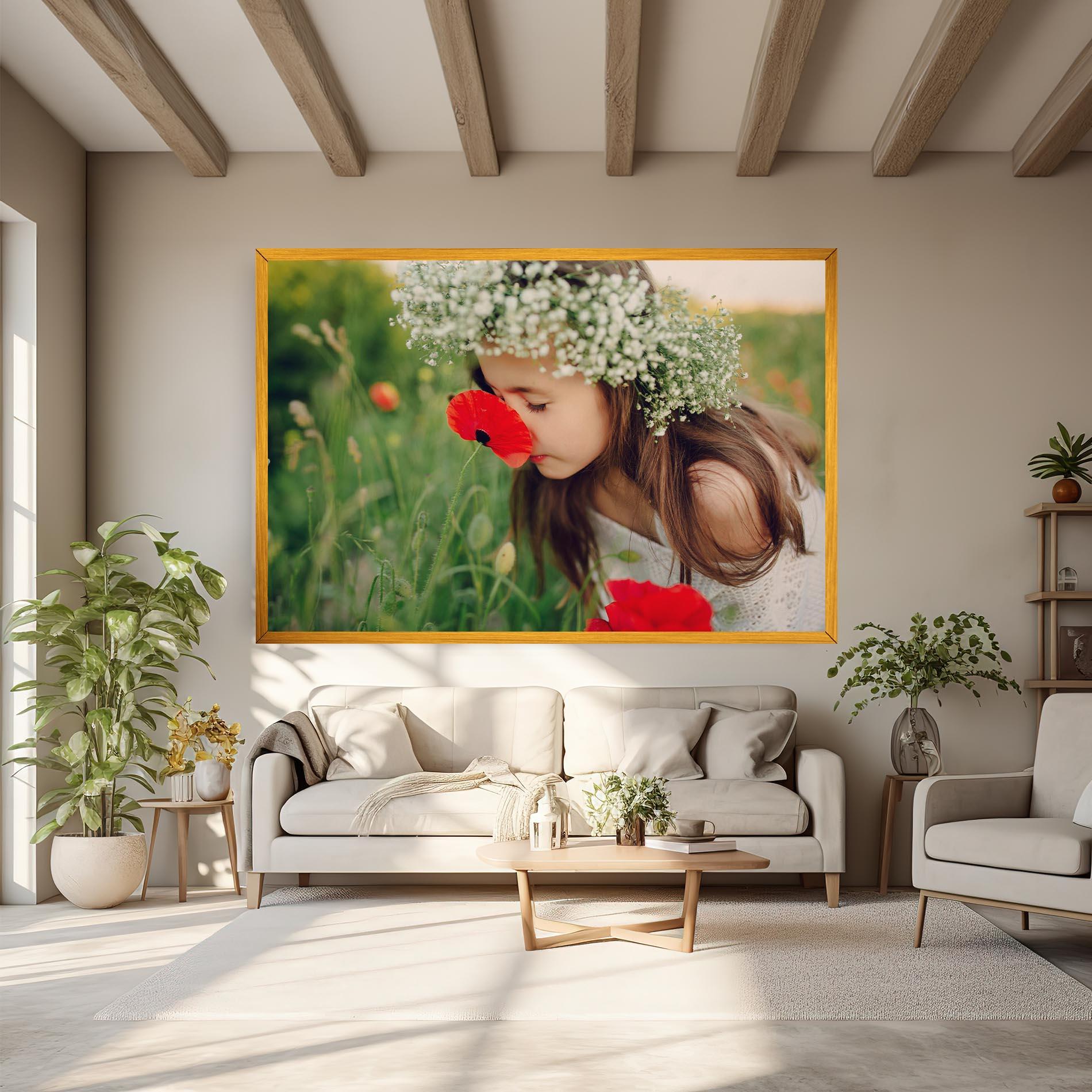 Leinwandbild Girl With Poppies mockup 6