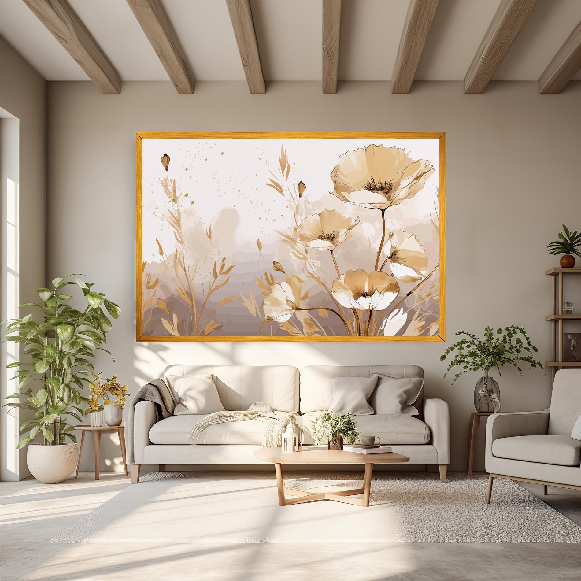 Leinwandbild Gold Cream Poppy mockup 6