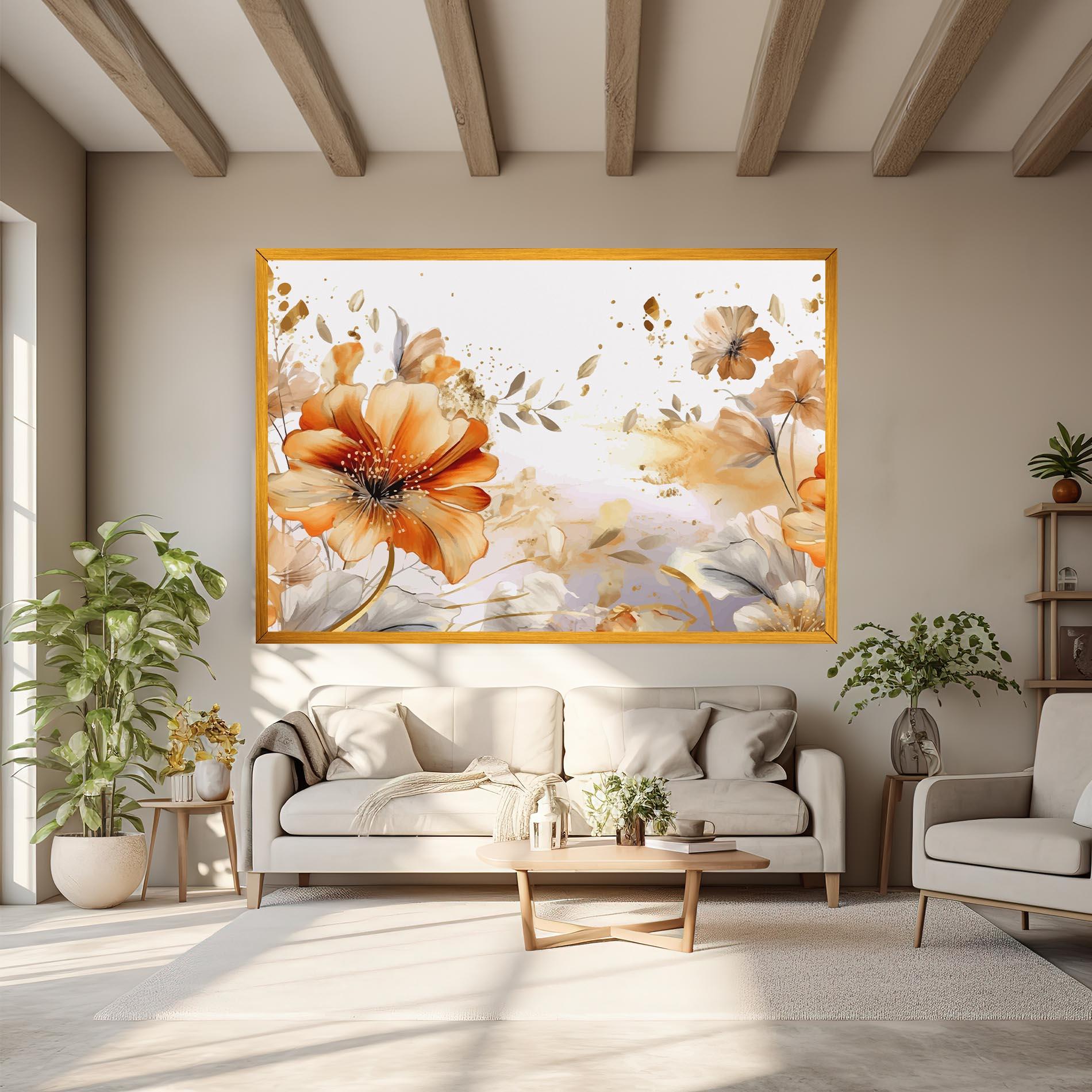Leinwandbild Gold Orange Poppy mockup 6