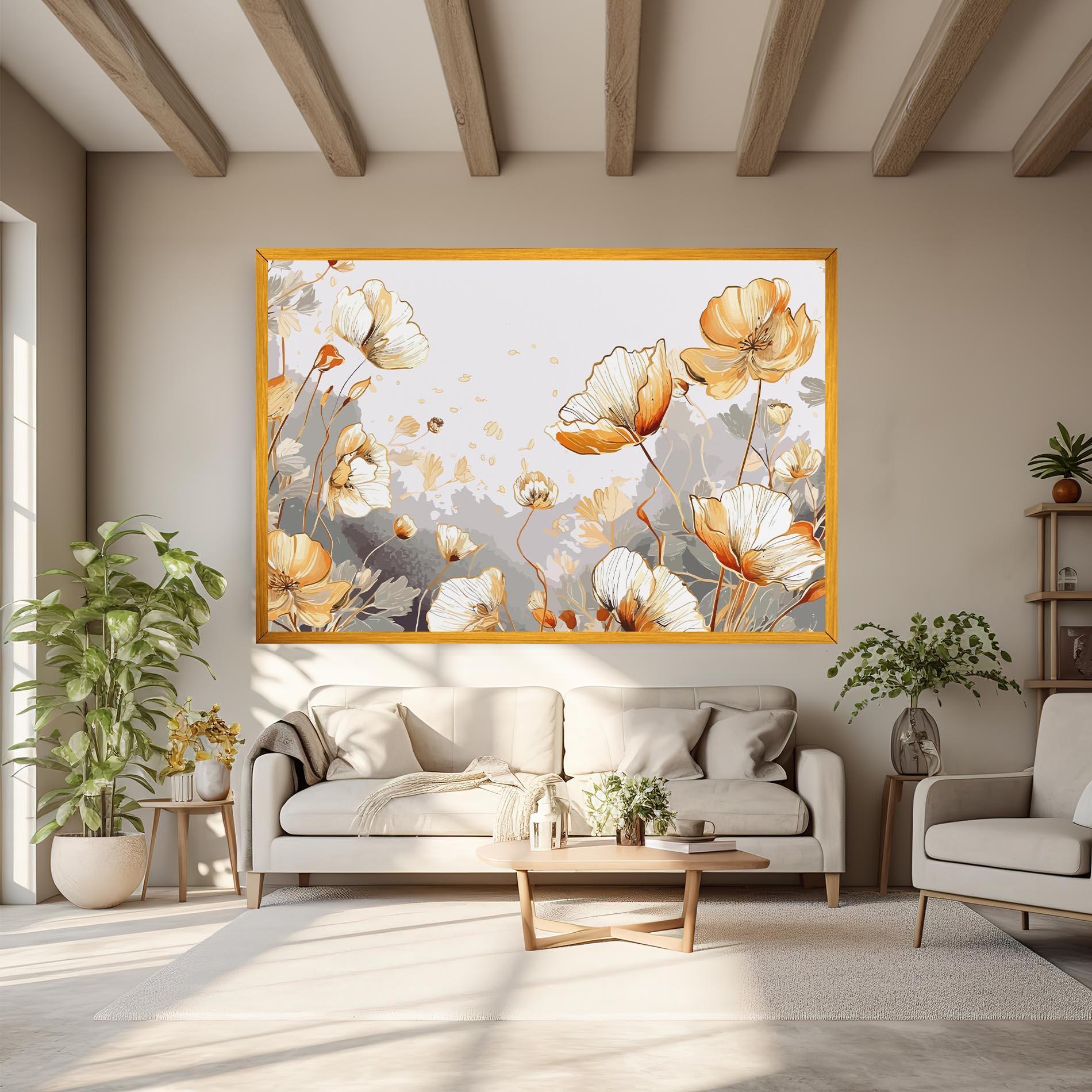 Leinwandbild Gold Poppies mockup 6