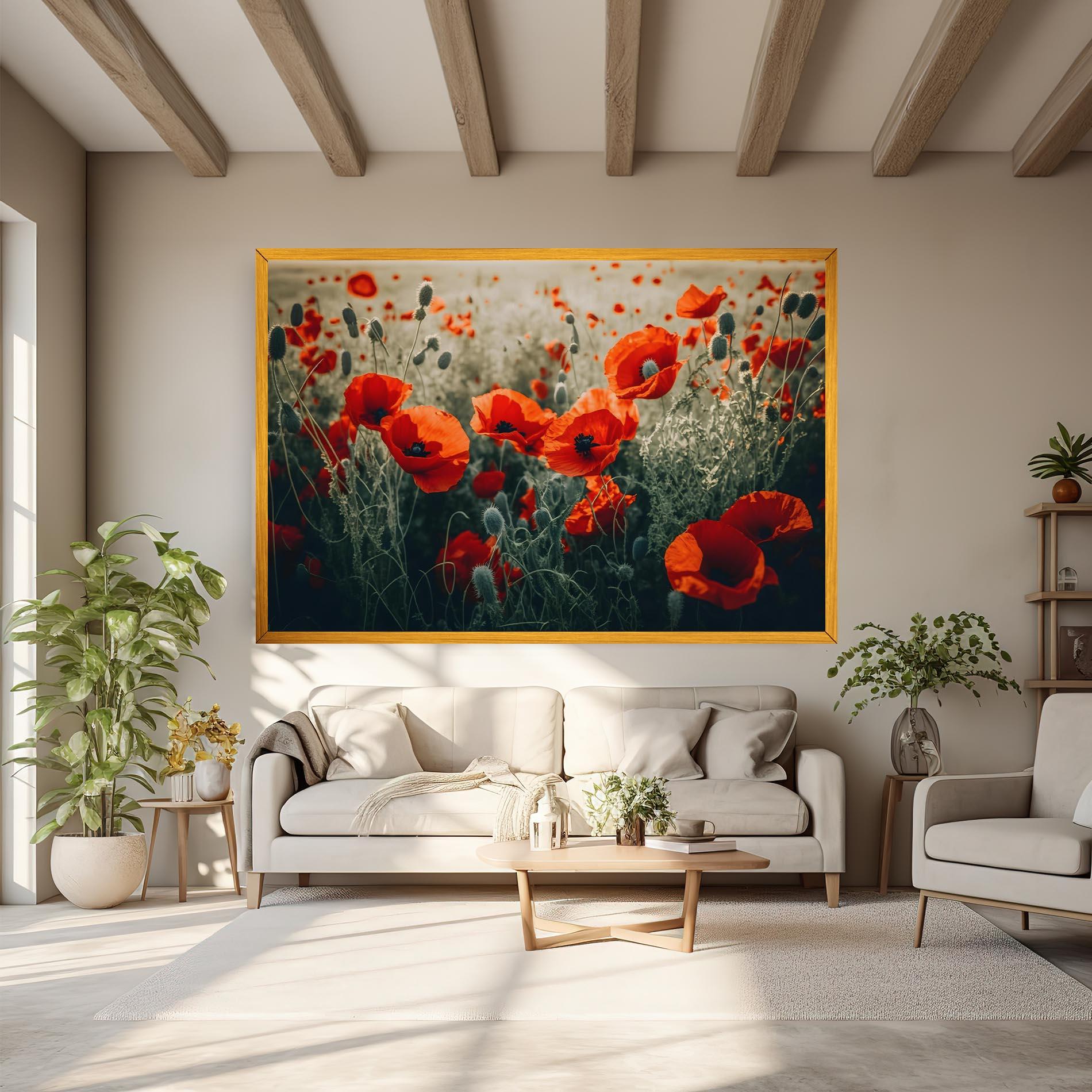 Leinwandbild Poppy Grass Field mockup 6