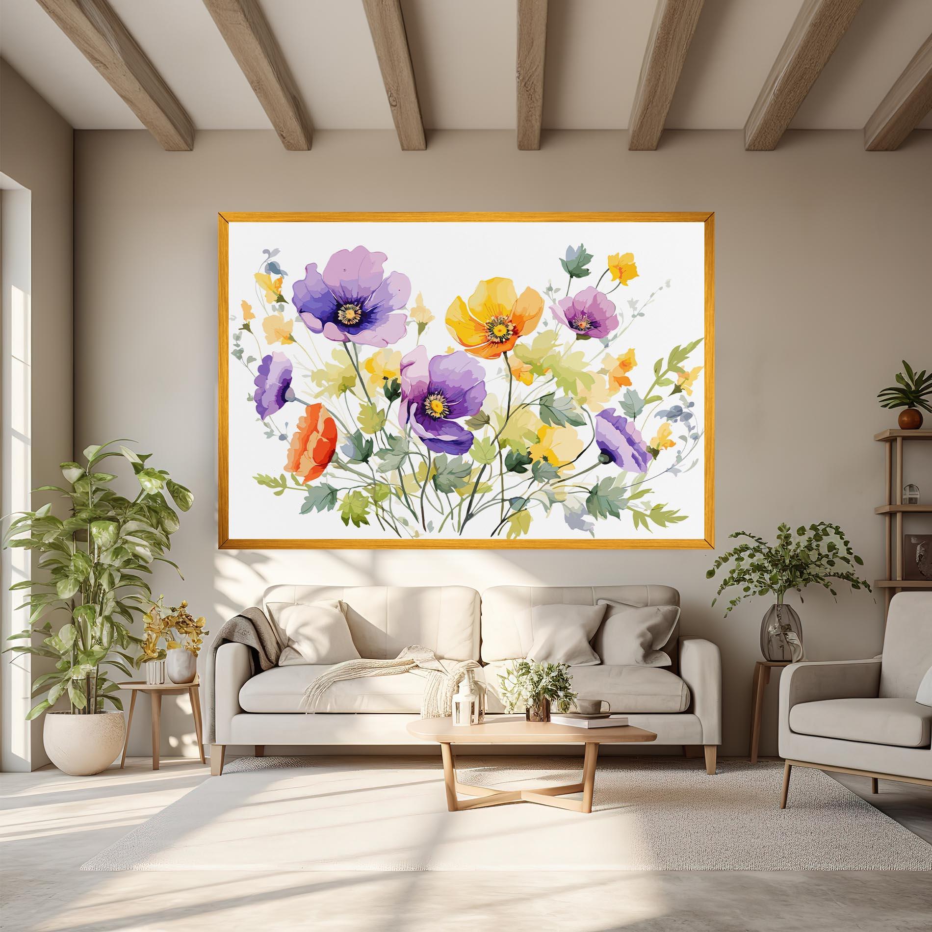 Leinwandbild Purple Orange Poppy mockup 6