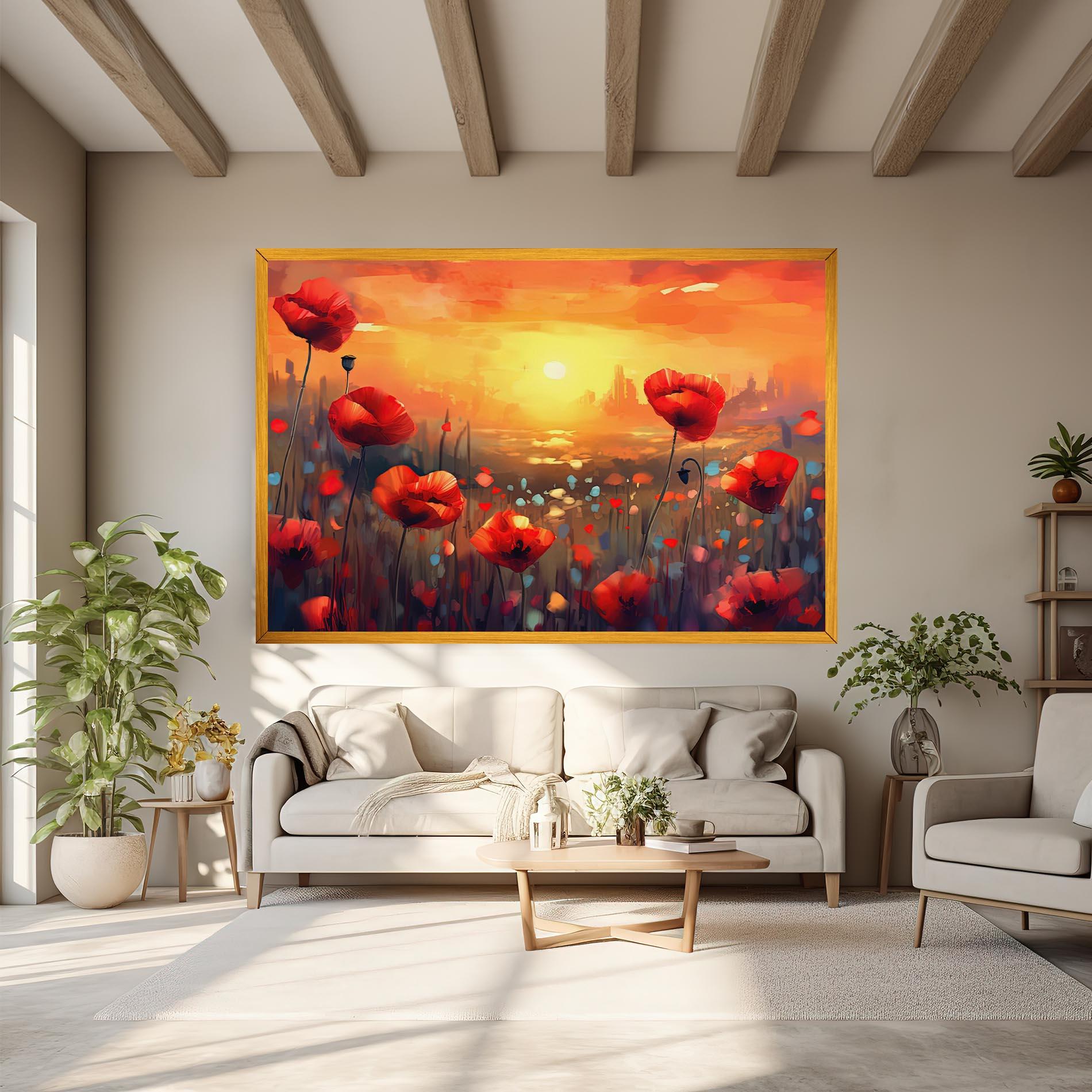 Leinwandbild Sunrise Painting Poppies mockup 6