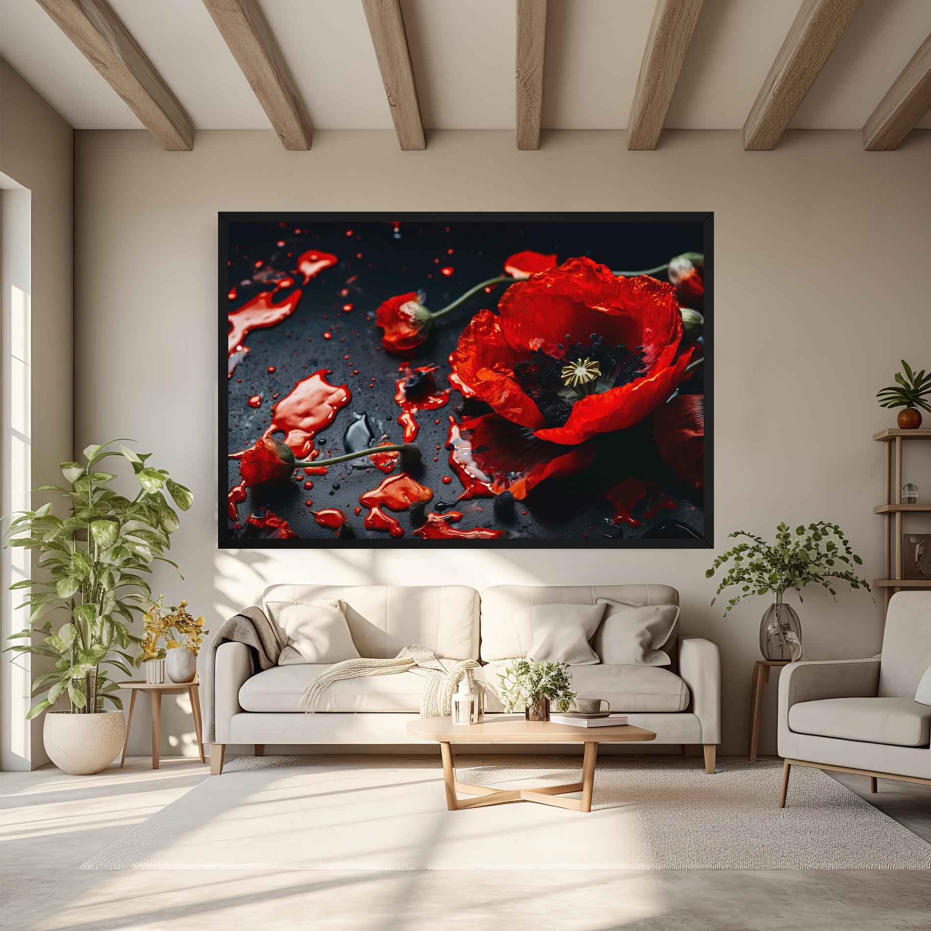 Leinwandbild Beautiful Red Poppy Liquid mockup 6
