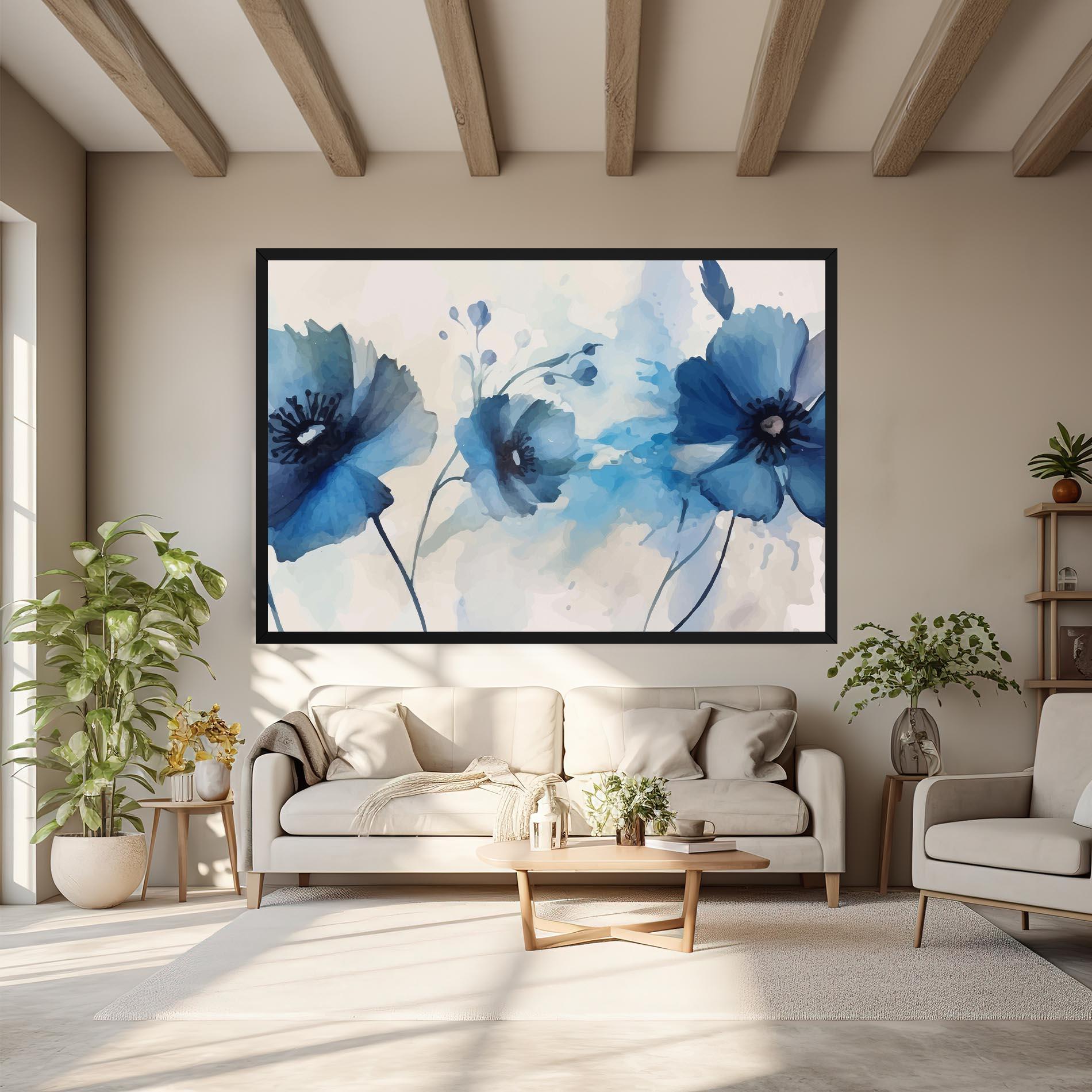 Leinwandbild Blue Poppies mockup 6