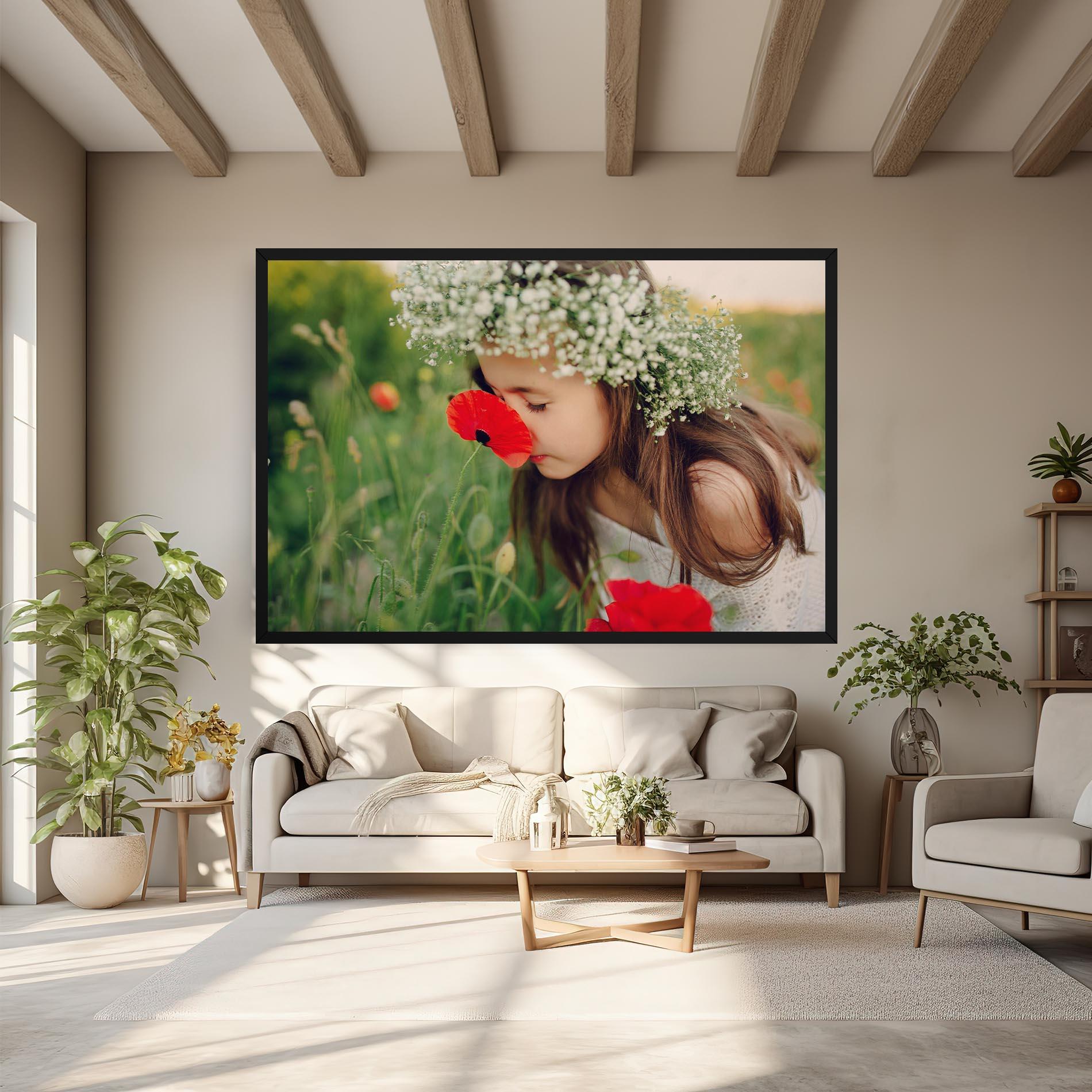 Leinwandbild Girl With Poppies mockup 6