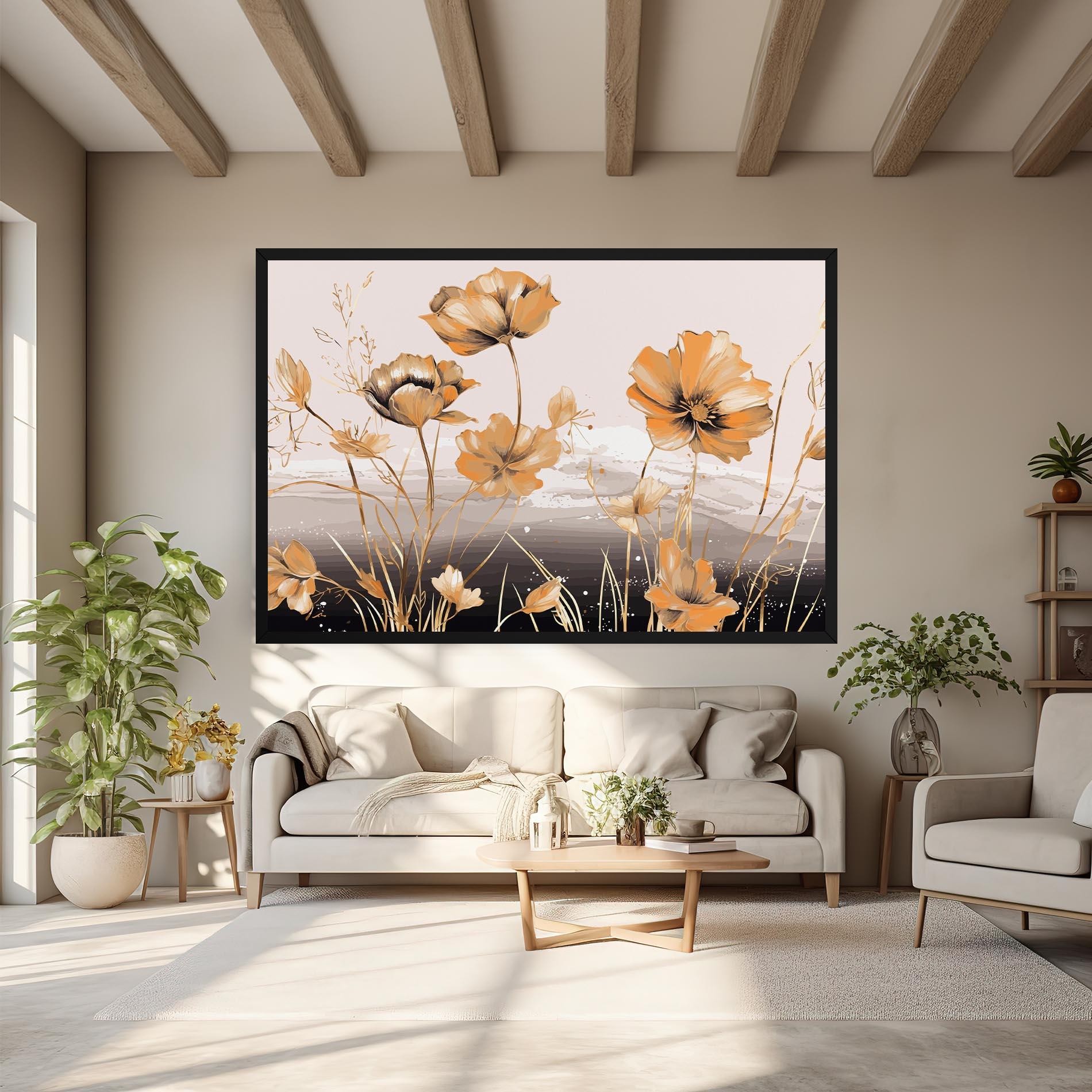 Leinwandbild Gold Black Poppy mockup 6