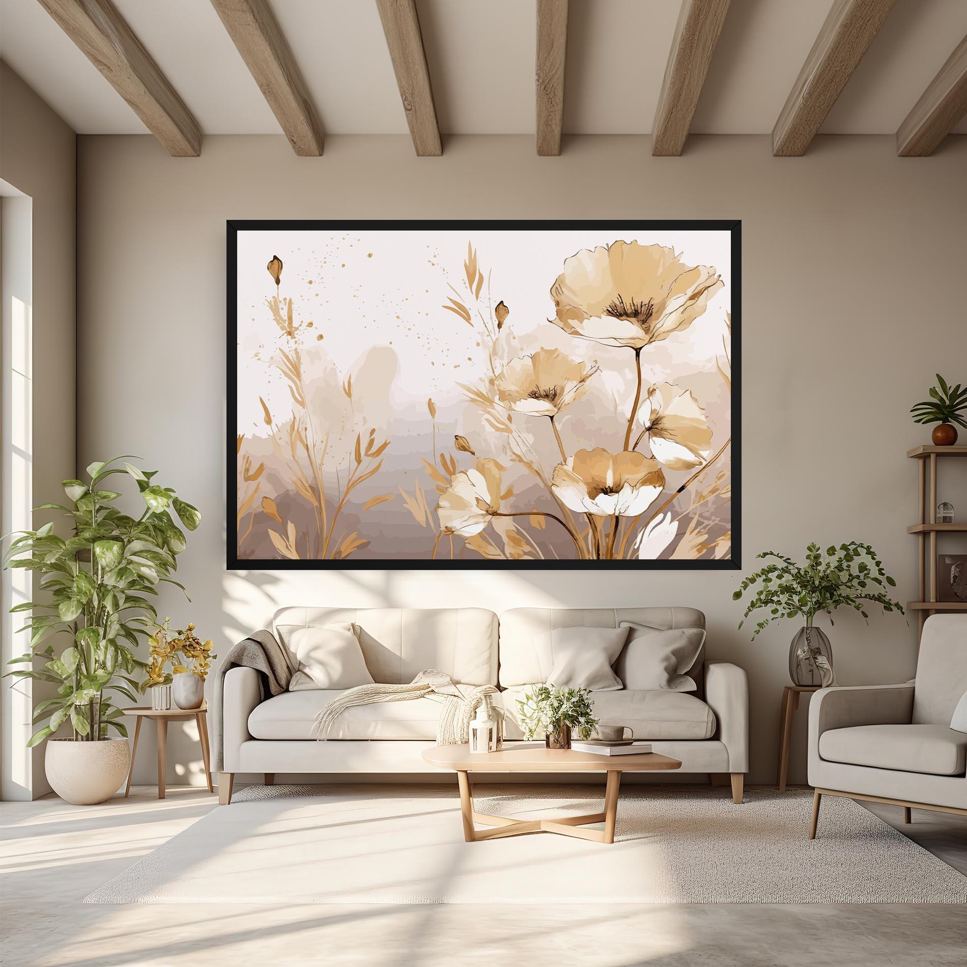 Leinwandbild Gold Cream Poppy mockup 6