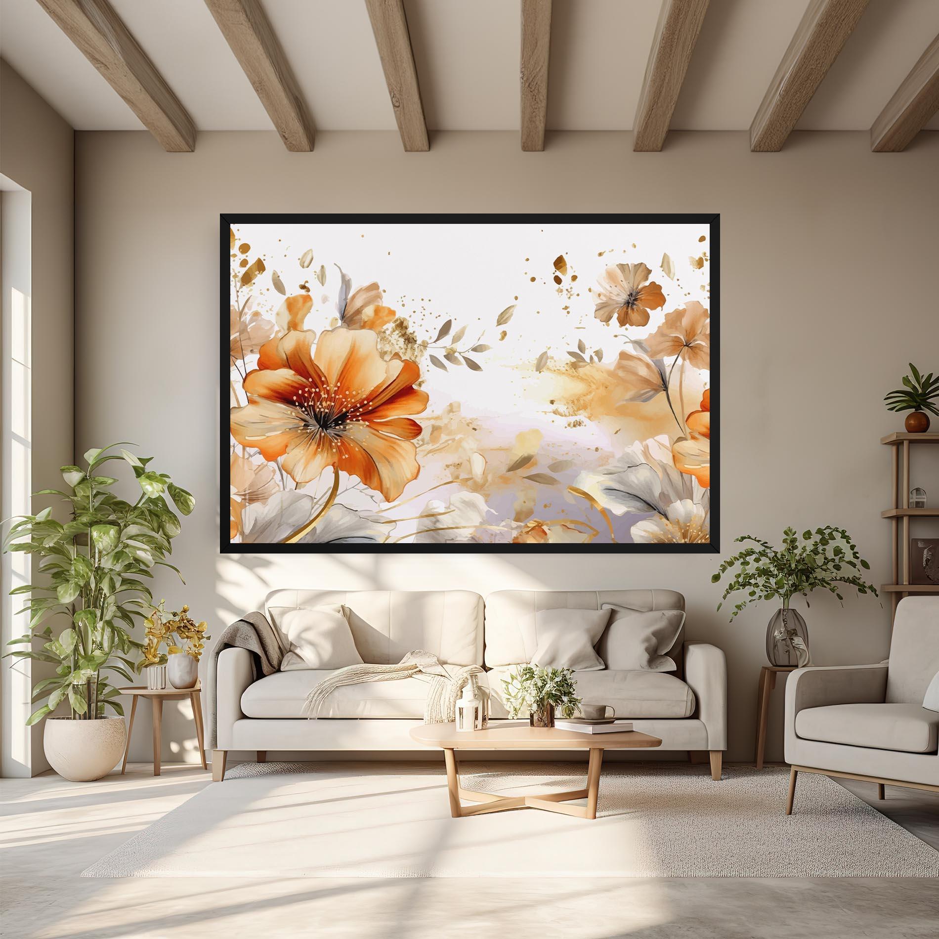 Leinwandbild Gold Orange Poppy mockup 6
