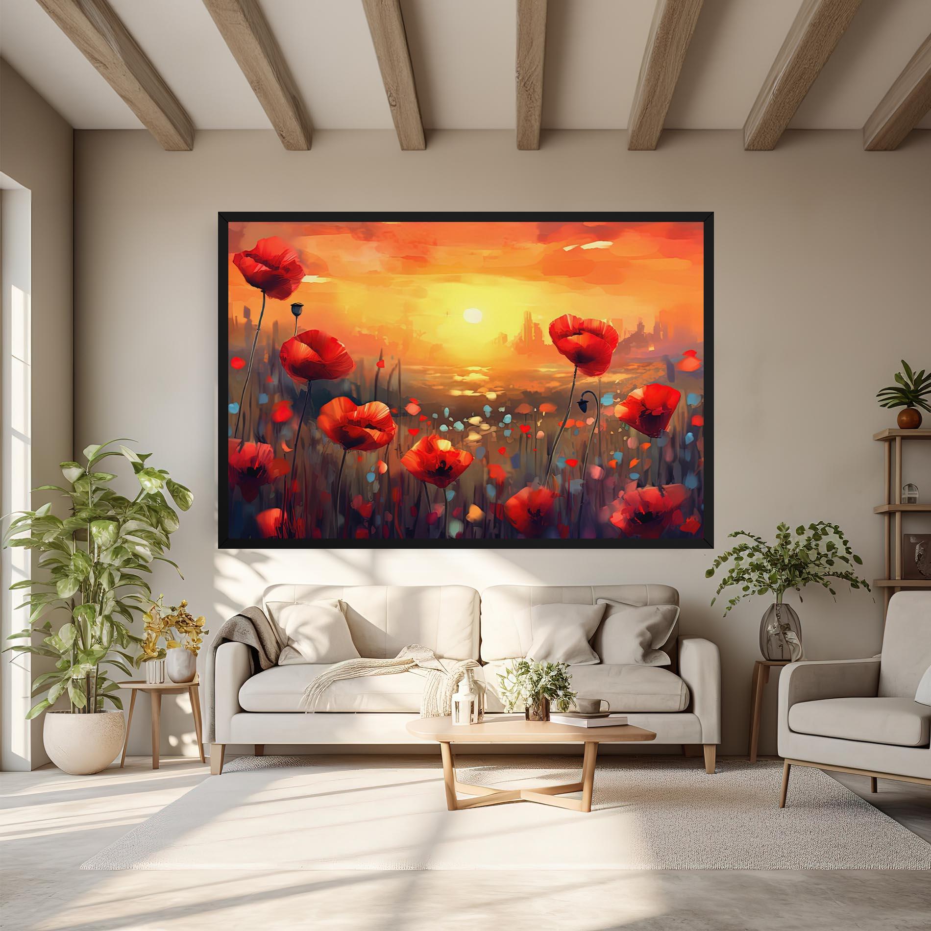 Leinwandbild Sunrise Painting Poppies mockup 6
