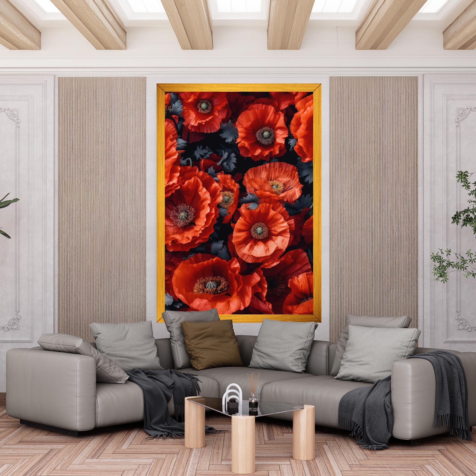 Leinwandbild Black Red Poppies mockup 6
