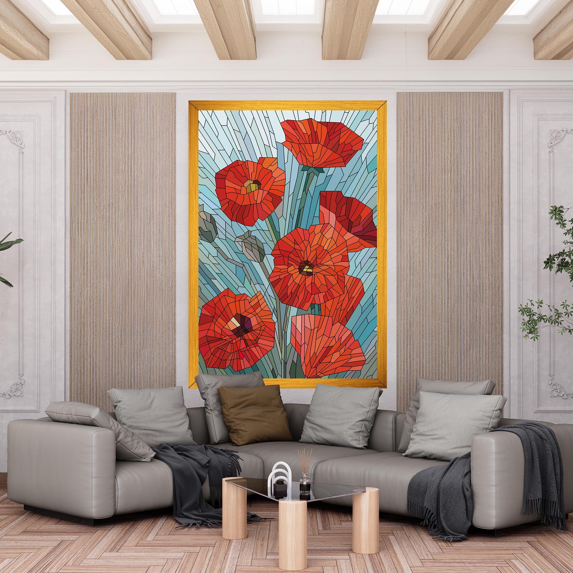 Leinwandbild Blue Glass Poppy mockup 6