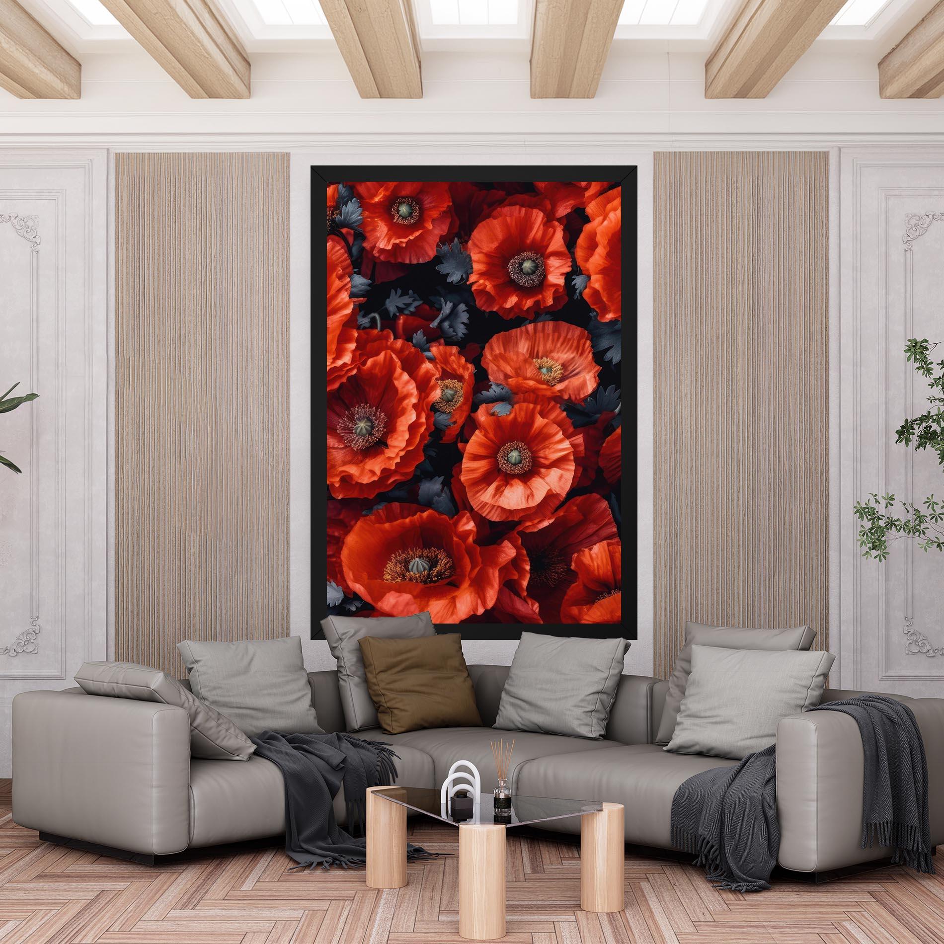 Leinwandbild Black Red Poppies mockup 6