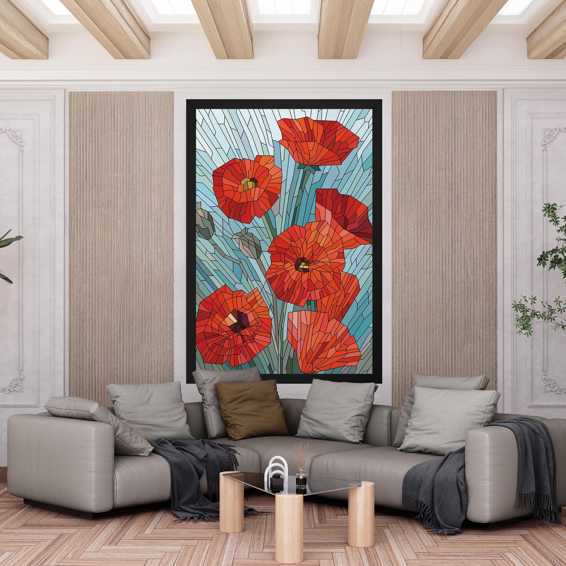 Leinwandbild Blue Glass Poppy mockup 6