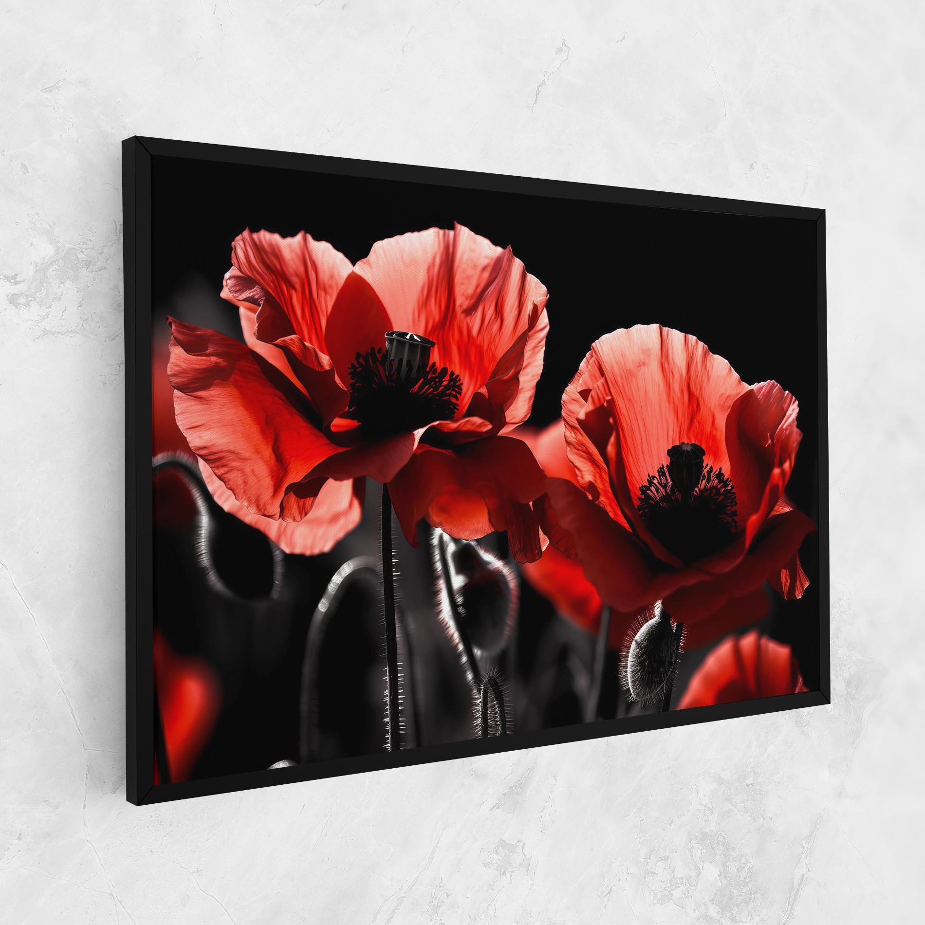 Leinwandbild Light Red Poppy On Black mockup 1