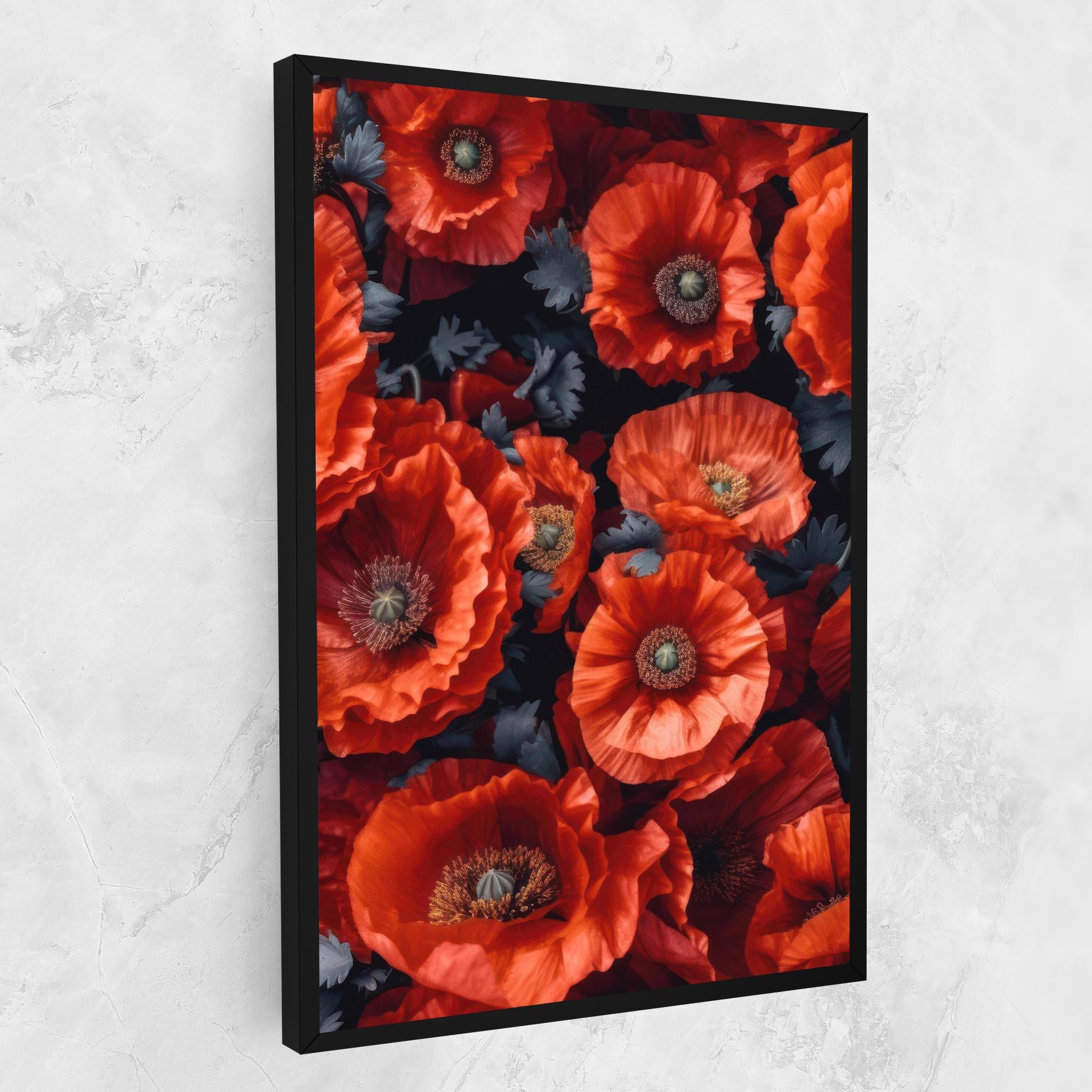 Leinwandbild Black Red Poppies mockup 1