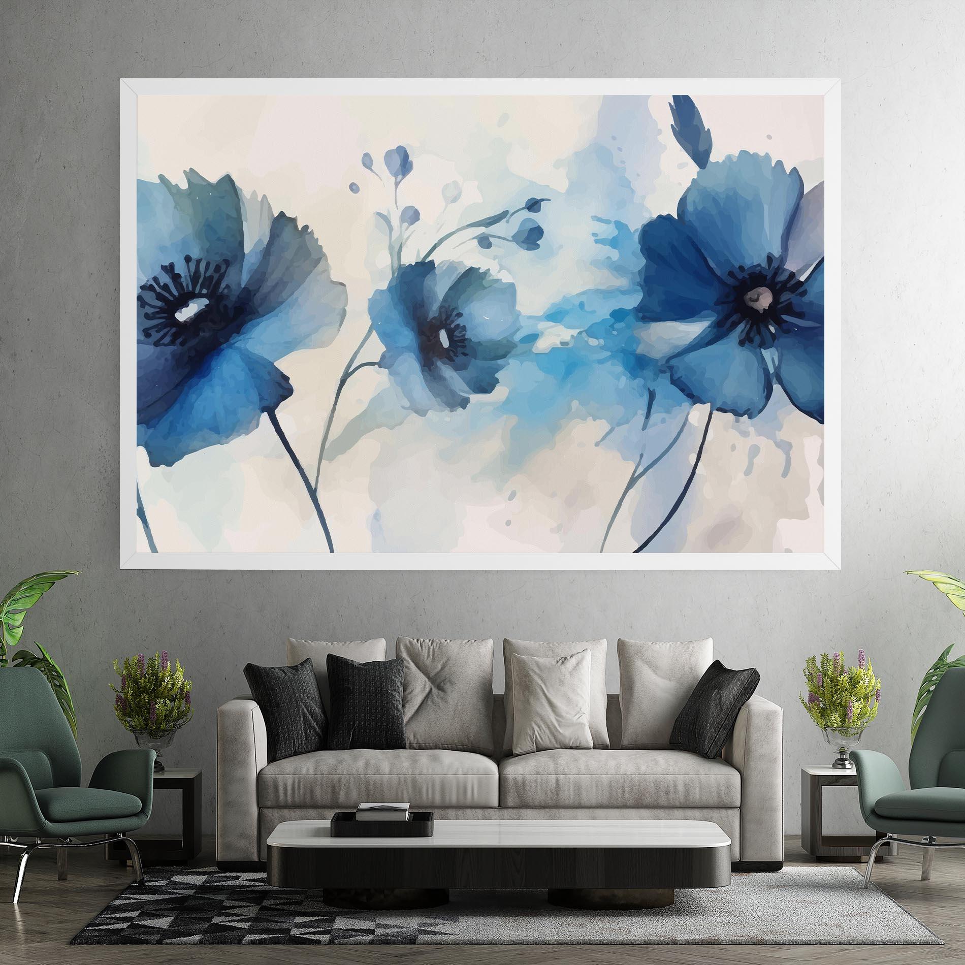 Leinwandbild Blue Poppies mockup 7