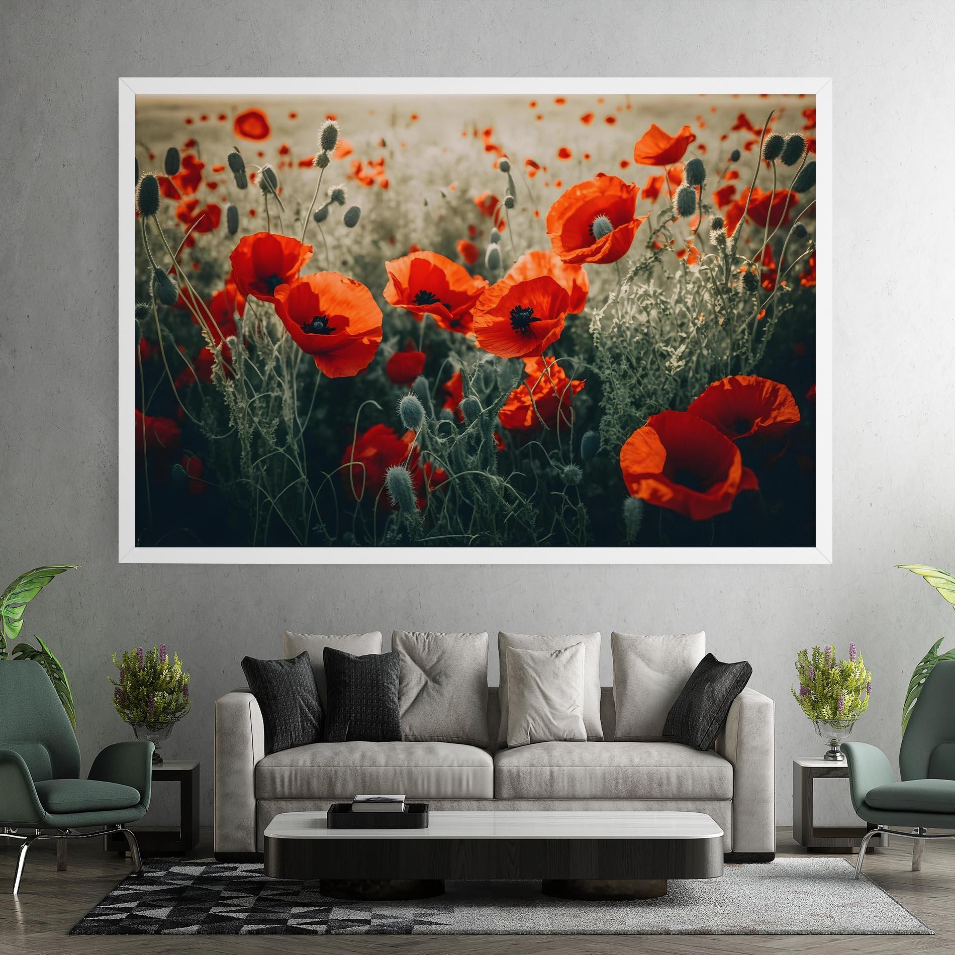 Leinwandbild Poppy Grass Field mockup 7