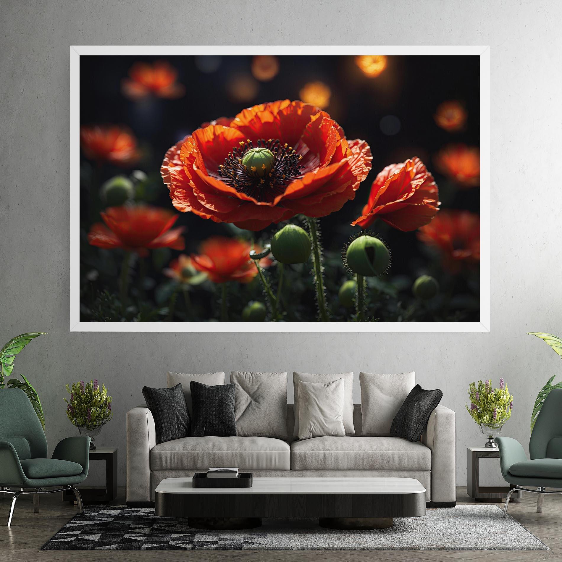 Leinwandbild Red Poppy Close Up mockup 7