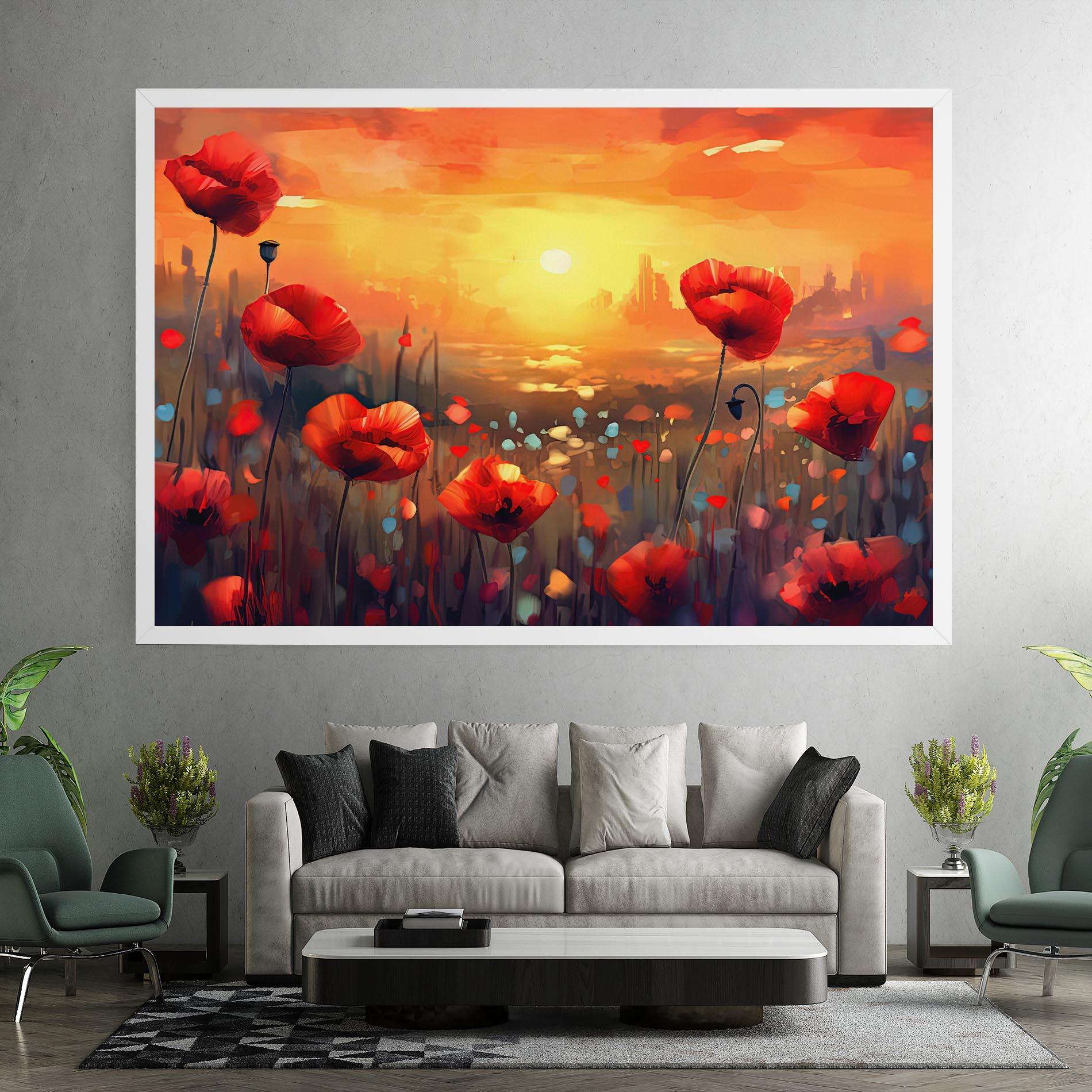 Leinwandbild Sunrise Painting Poppies mockup 7