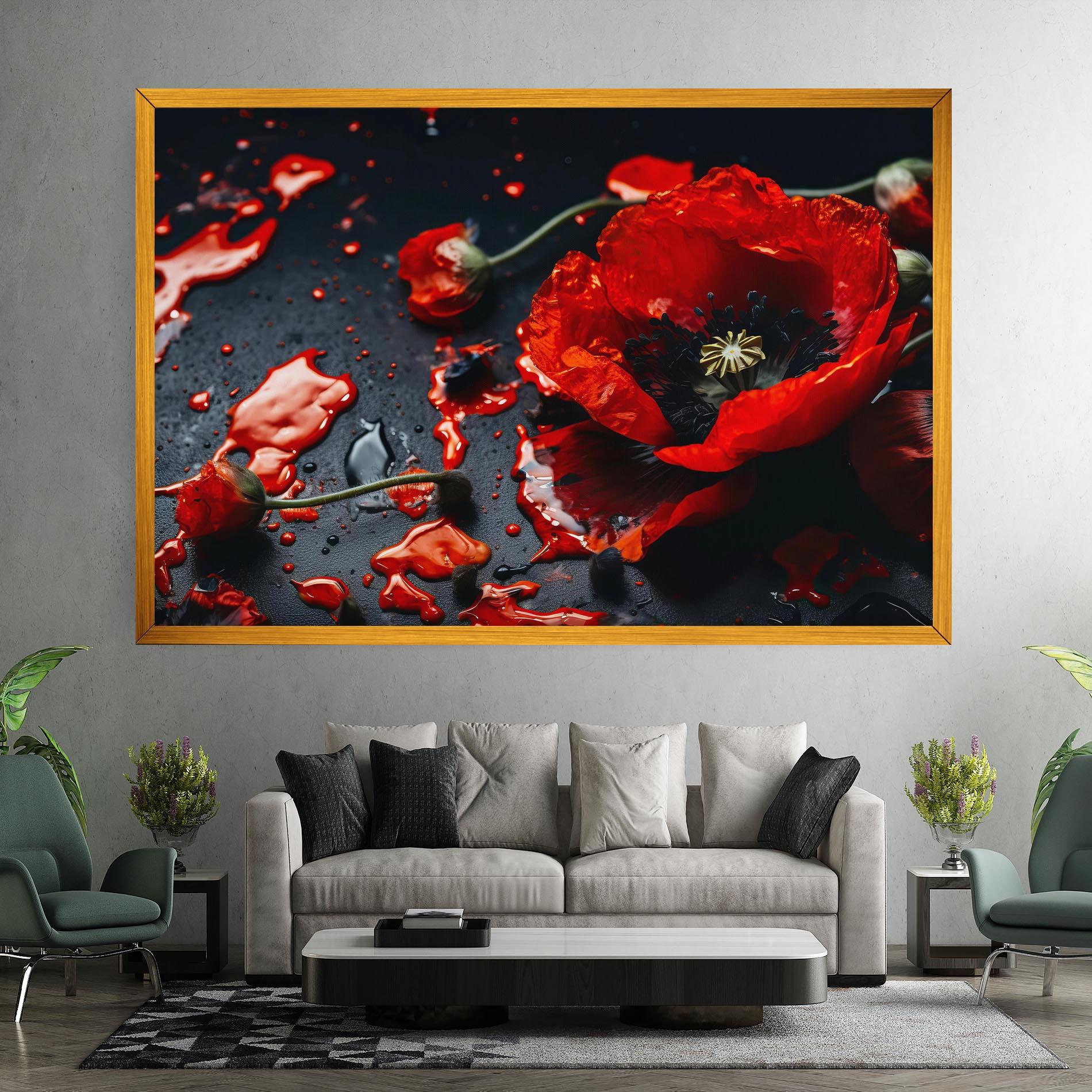 Leinwandbild Beautiful Red Poppy Liquid mockup 7