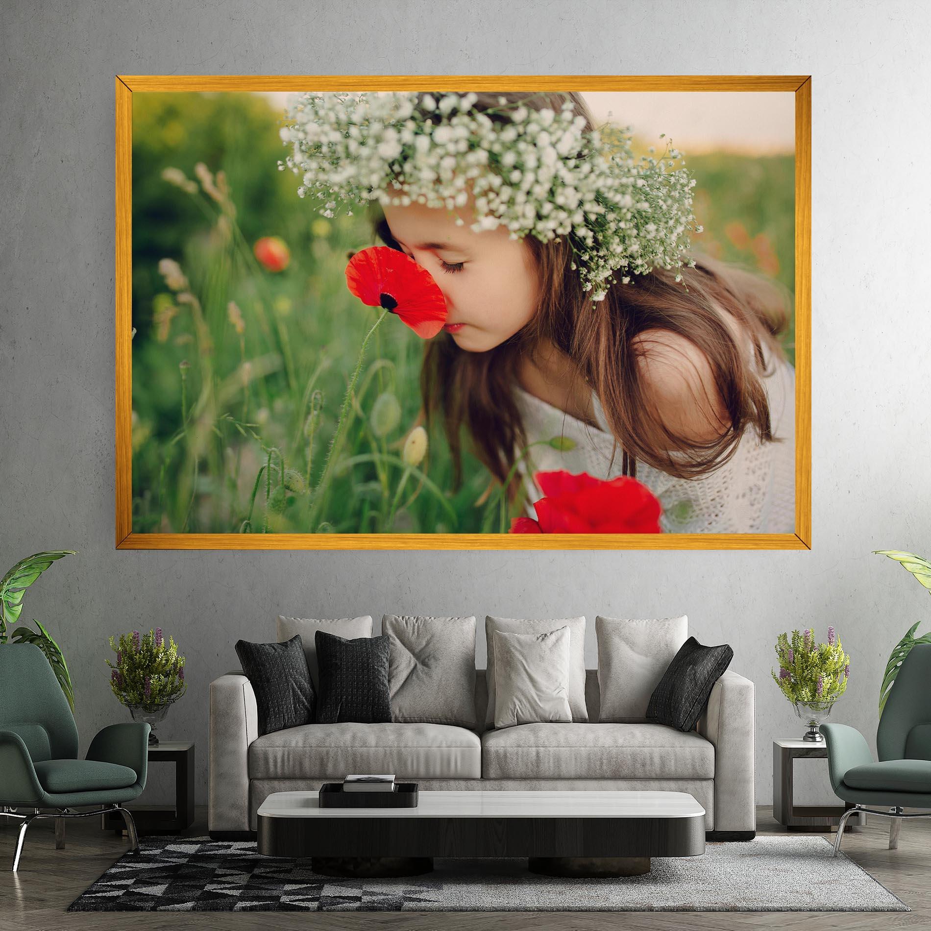 Leinwandbild Girl With Poppies mockup 7