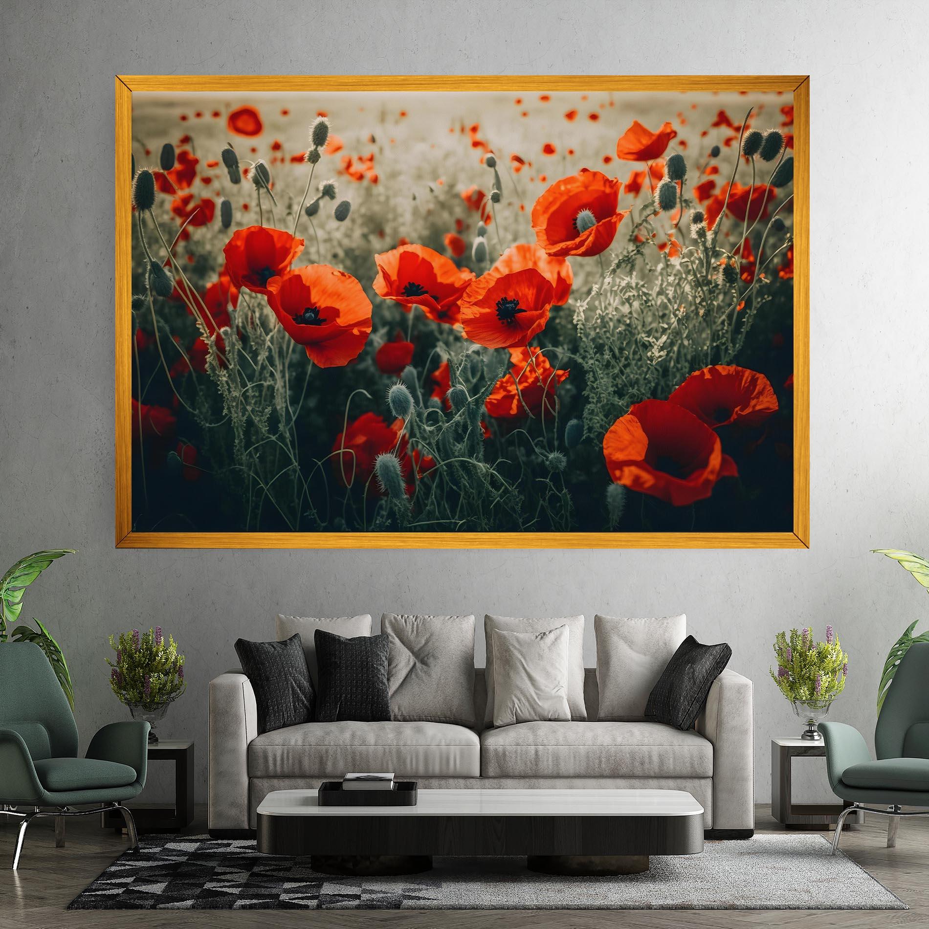 Leinwandbild Poppy Grass Field mockup 7